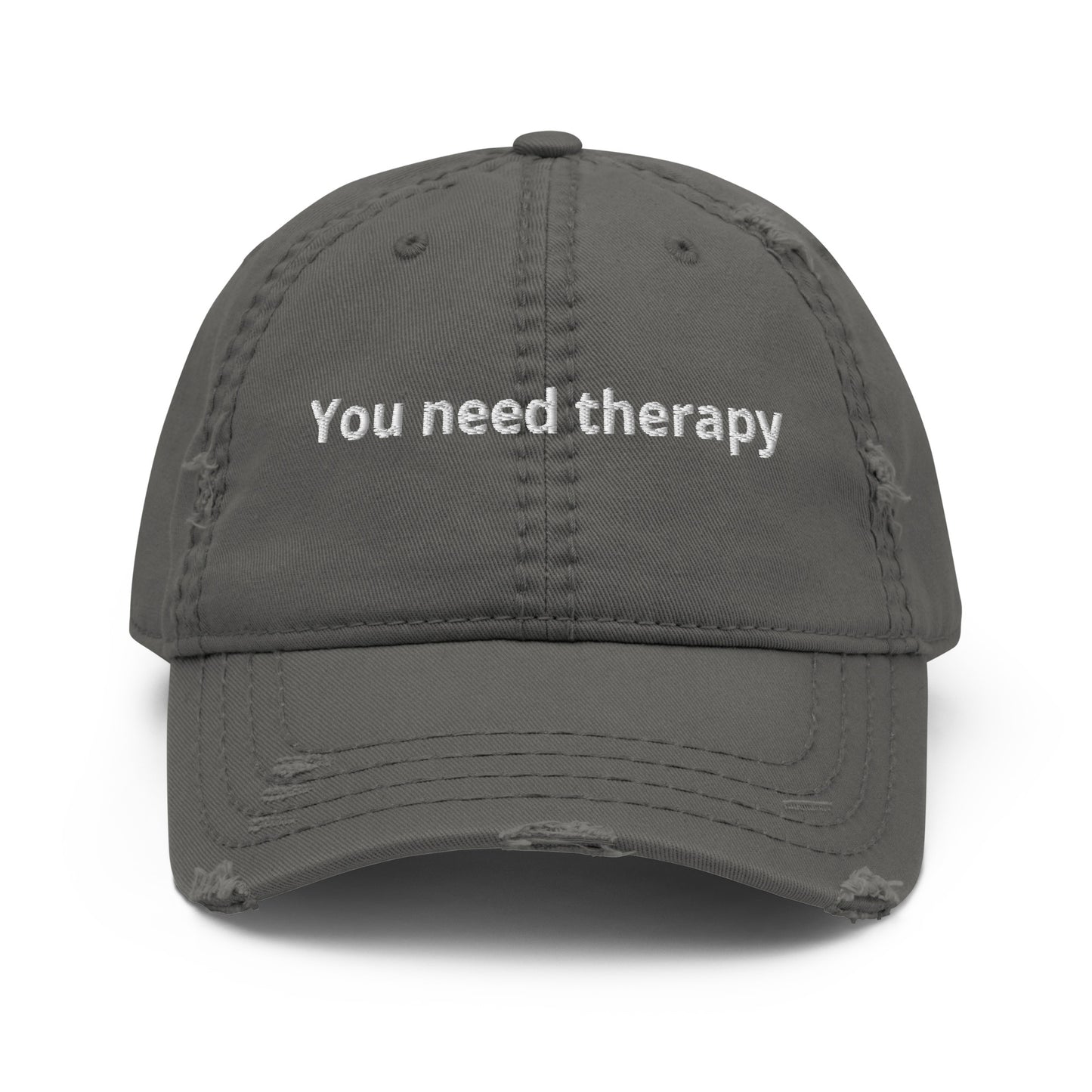 Gray You Need Therapy Distressed Dad Hat