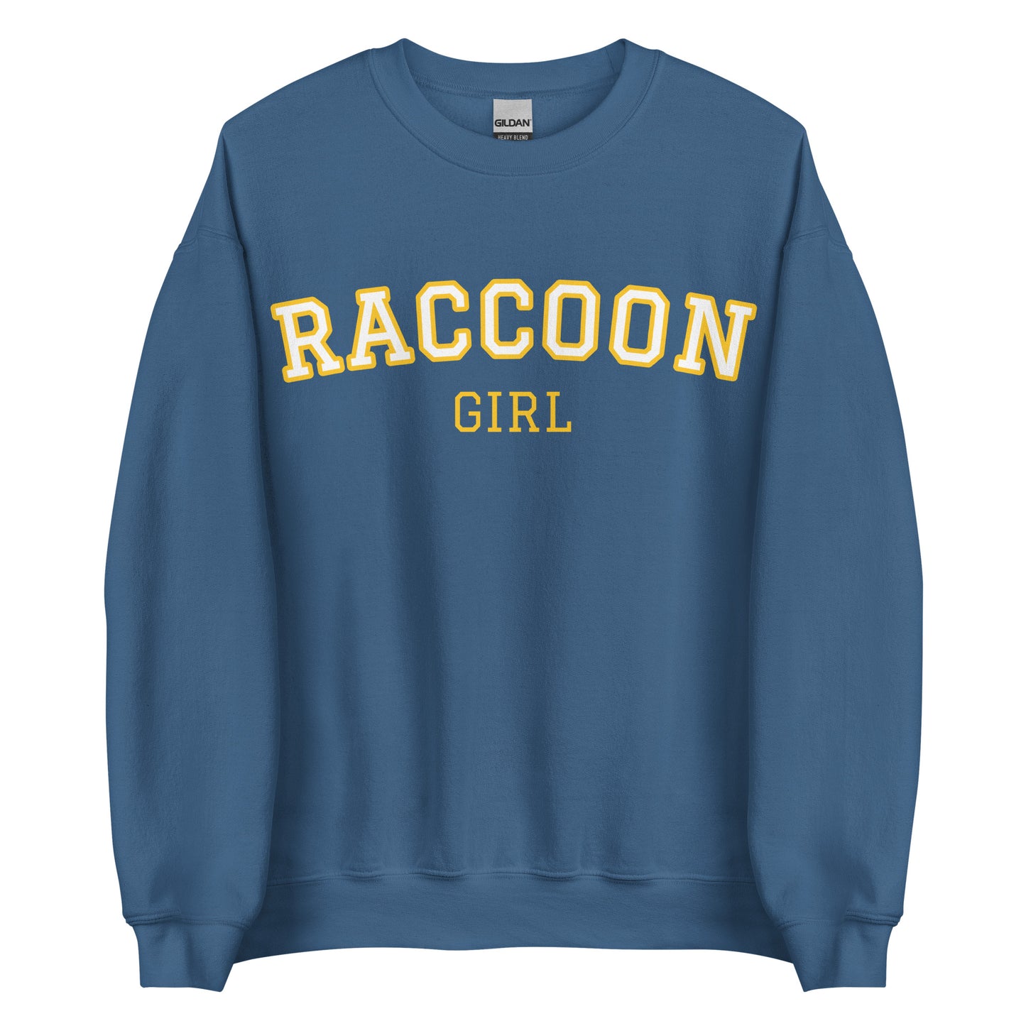Indigo Blue Raccoon Girl Sweatshirt - Varsity Style