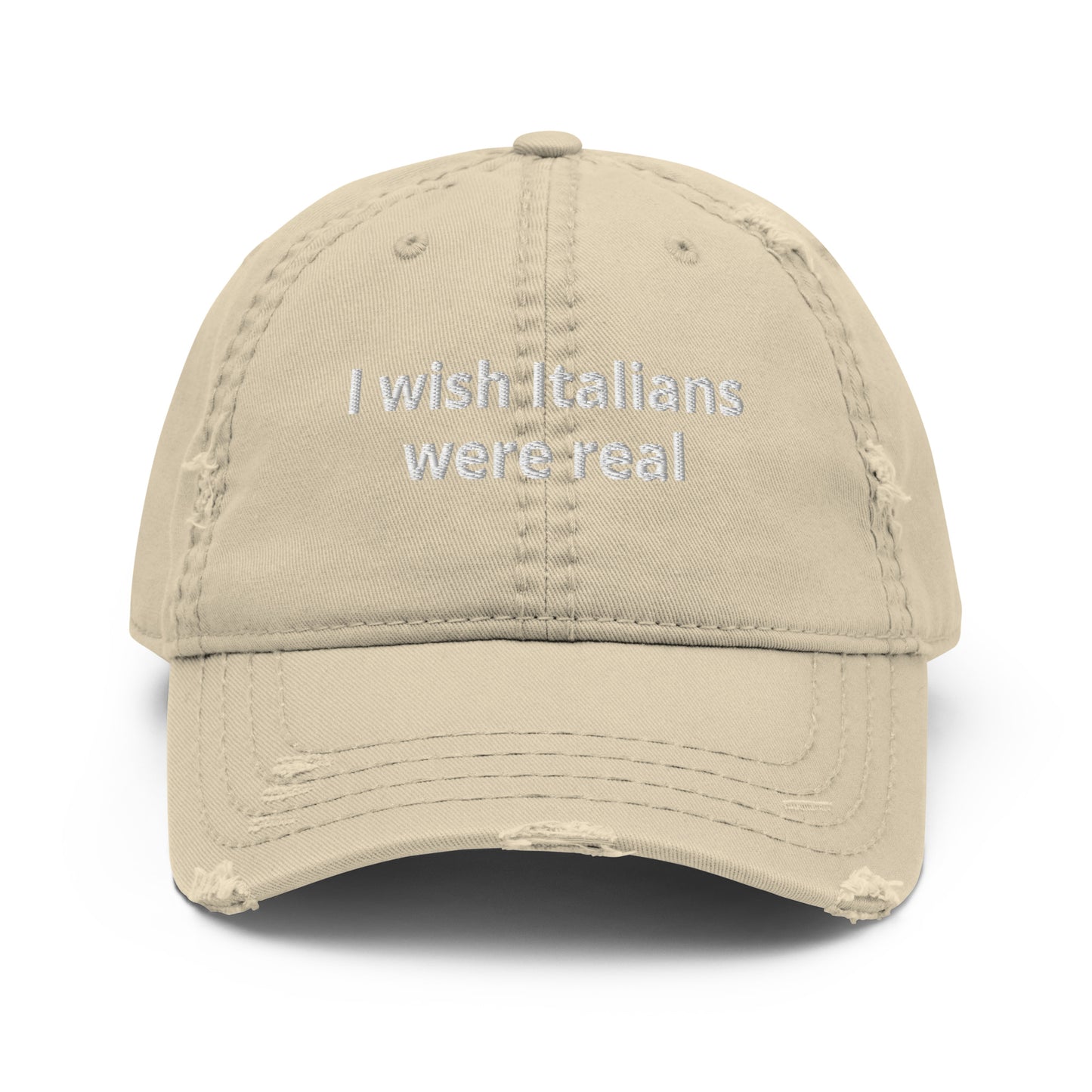 Khaki I Wish Italians Were Real Distressed Dad Hat