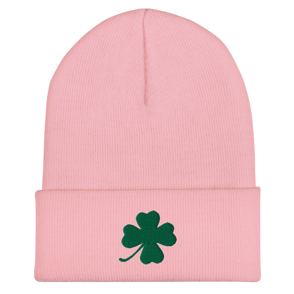 Pink four leaf clover hat - Our Four Leaf Clover Beanie is warm, cozy and just what you need. It comes in a variety of colors with a green four leaf clover, expertly embroidered on the front. Designed by Nina and made just for you! Looking for something personalized? A different embroidery color? Shoot us an email!