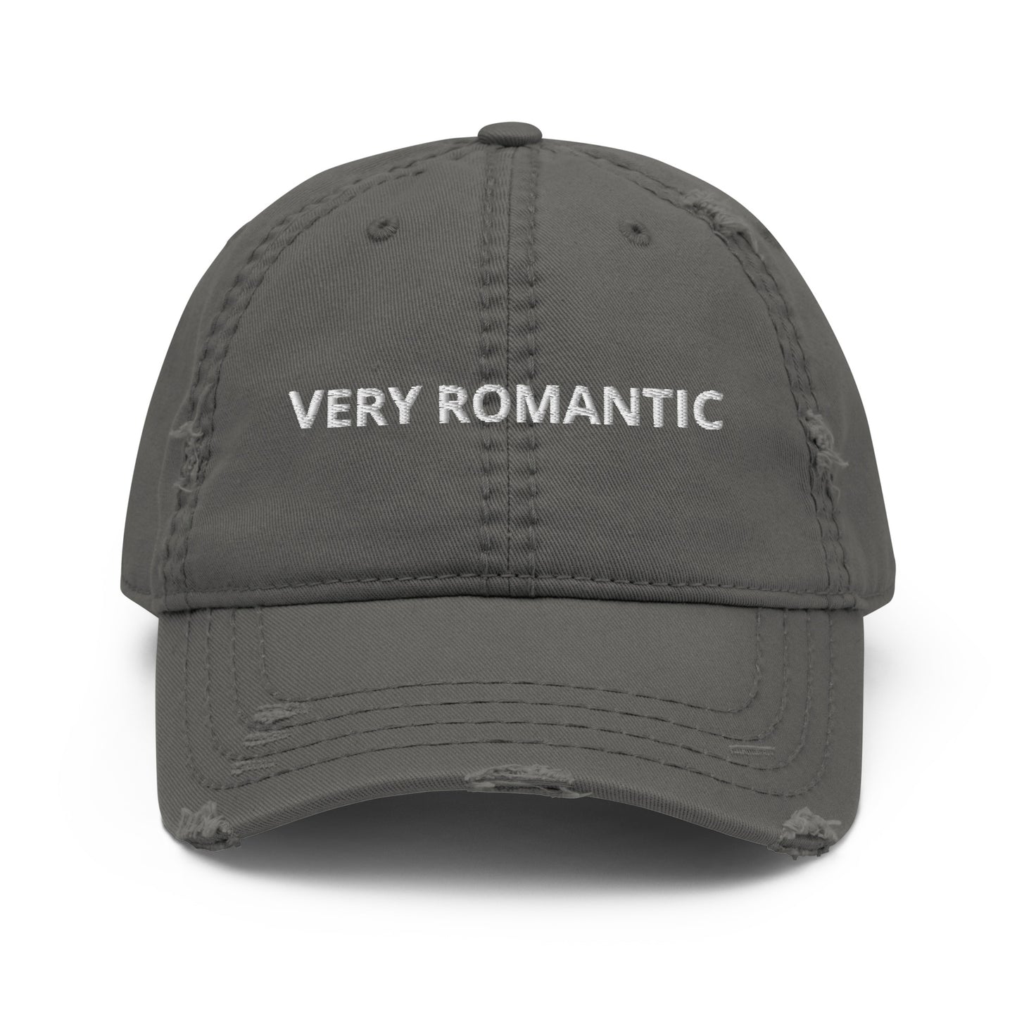 Gray Very Romantic Hat - Hopeless romantic? Looking for a gift for a romantic friend? This Very Romantic Dad Hat is comfortable and comes in a variety of colors with "very romantic", expertly embroidered on the front. The perfect funny dad hat for everyday romantics. Designed by Nina and made just for you! Looking for something personalized? Shoot us an email!