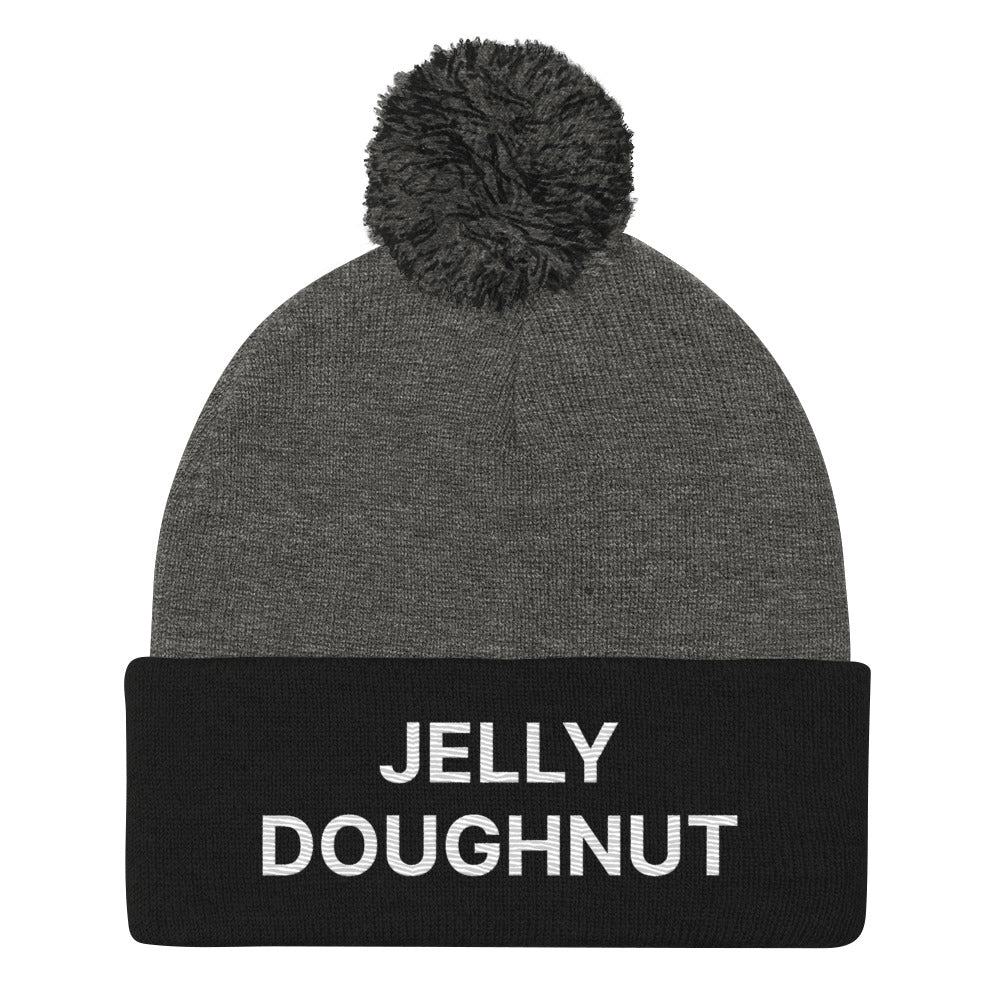 Black and gray Jelly Doughnut Beanie from Nina's Funky Shop by ninanush - Do you love Jelly Doughnuts? Looking for a fun gift for a foodie? This warm and cozy, embroidered beanie is just what you need. Celebrate your favorite foods in style with this Jelly Doughnut Beanie. Perfect for jelly doughnut lovers and foodies of all kinds. Celebrate your favorite foods with our funny foodie apparel.
