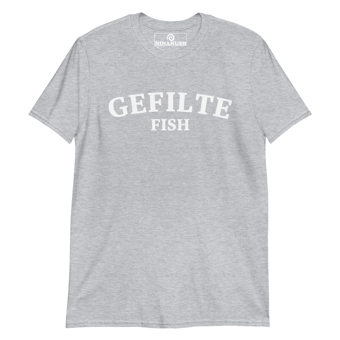 Light gray gefilte fish shirt - If you love classic Ashkenazi food like gefilte fish, make a statement in this gefilte fish t-shirt. It's a funny Jewish food shirt that is soft, comfortable and sure to turn heads. Show your love for traditional Eastern European Jewish food in this weird foodie t-shirt. A quirky everyday tee or funny gift for an Ashkenazi.