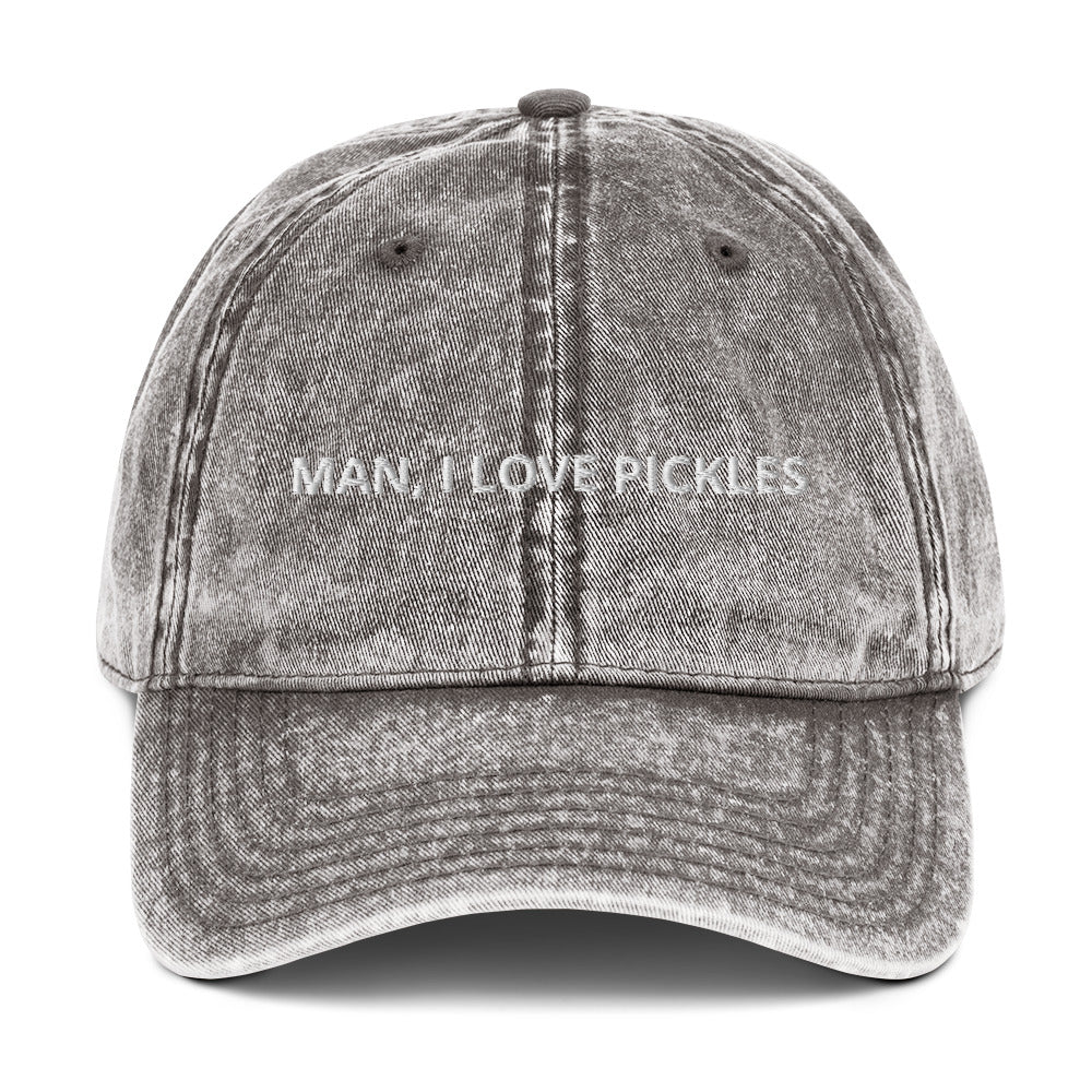 Gray Man, I love pickles dad hat from Nina's Funky Shop by ninanush - This unique pickle dad hat is comfortable, funny and the perfect hat for foodies and pickle enthusiasts. It comes in a variety of colors with "Man, I Love Pickles" expertly embroidered on the front. Stand out, eat your favorite pickles and add some personality to your style in this funny dad hat for pickle lovers.