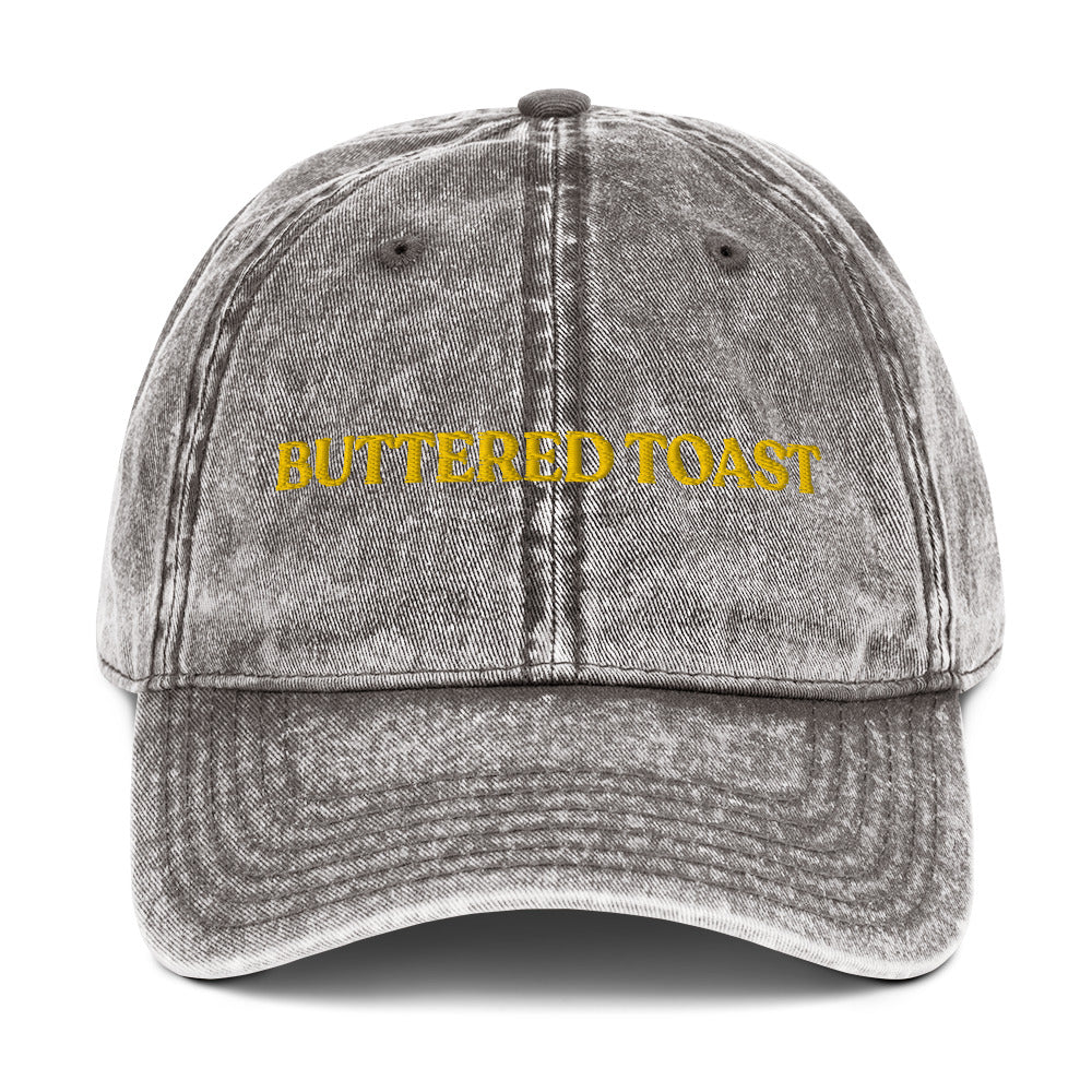 Gray Buttered Toast Hat - Love buttered toast? Looking for a gift for a foodie? Our Buttered Toast Dad Hat is comfortable, adjustable and made just for you. It's a funny dad hat, expertly embroidered. Perfect for everyday streetwear or a gift for a buttered toast enthusiast!
