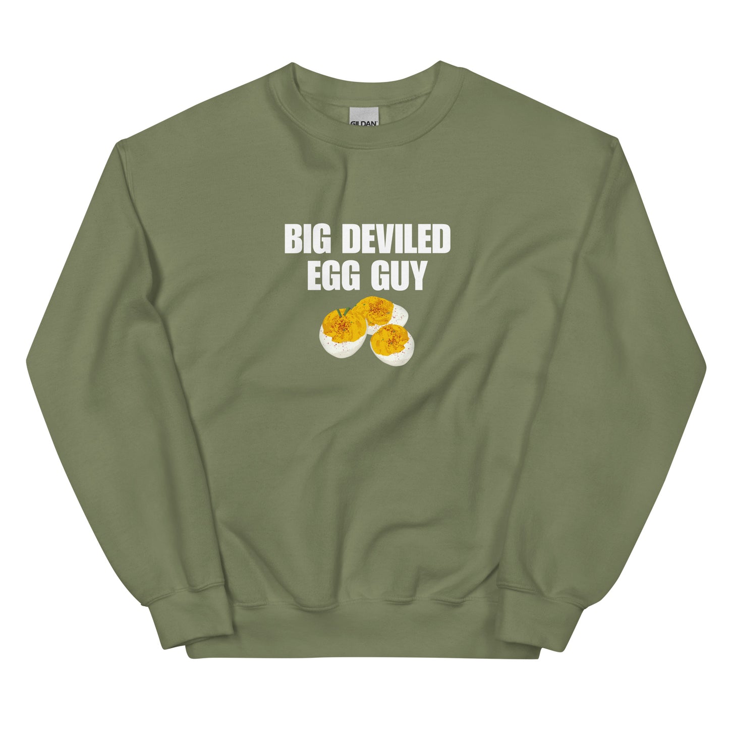Army Green Big Deviled Egg Guy Sweatshirt