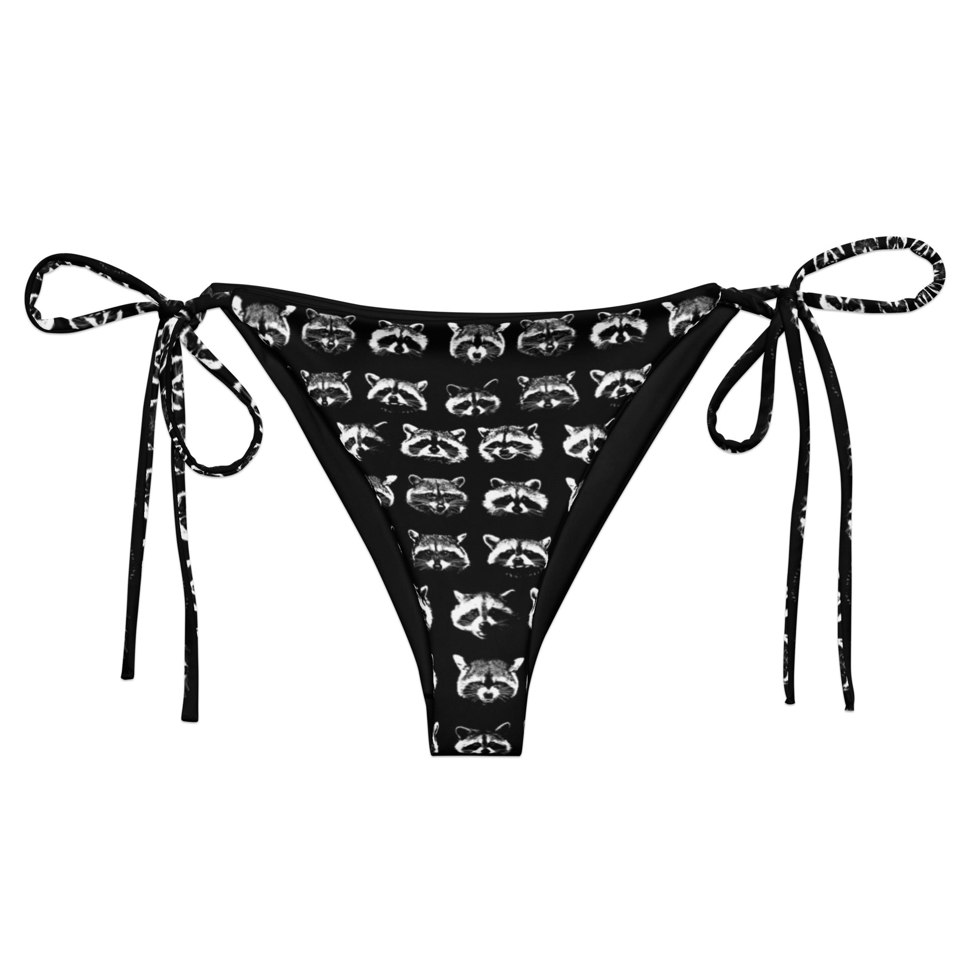 Black And White Raccoon Faces Recycled Bikini Bottom