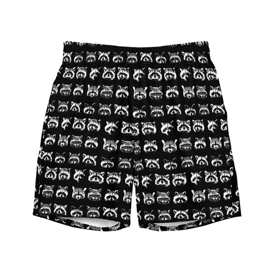 Black And White Raccoon Faces Swim Shorts