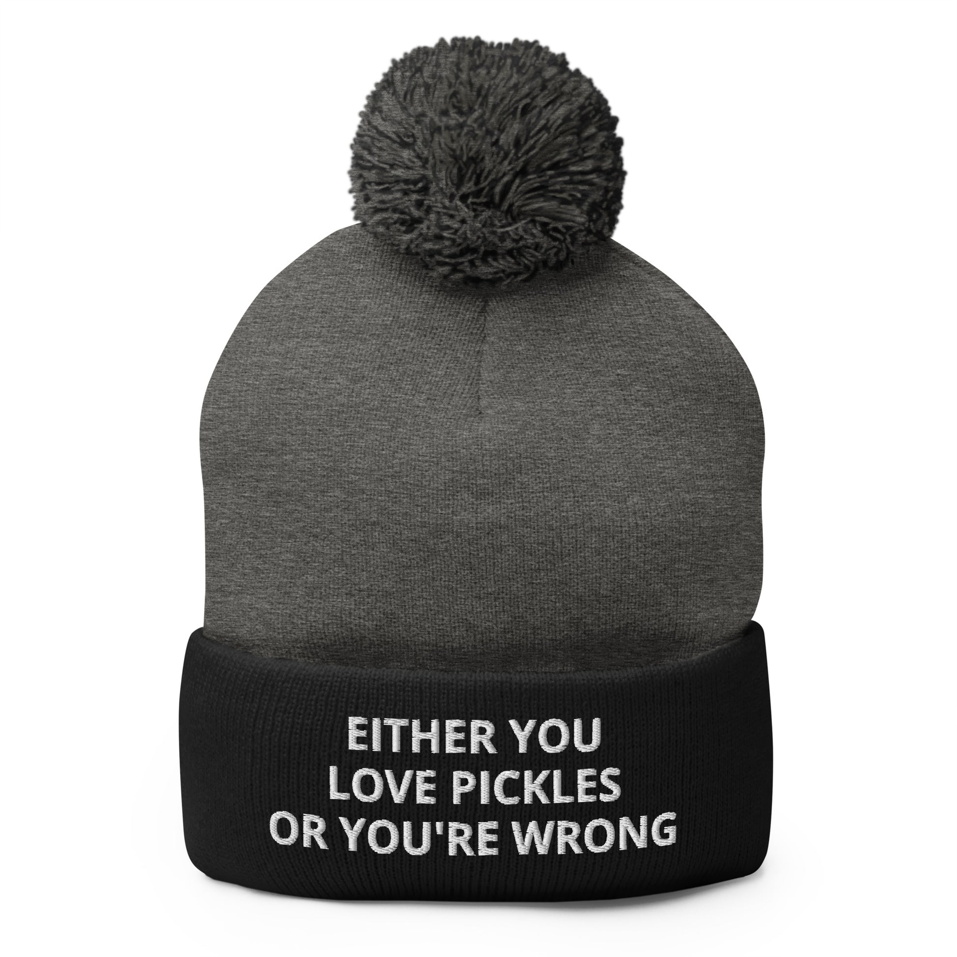 Black and gray Either You Love Pickles Or You're Wrong Beanie