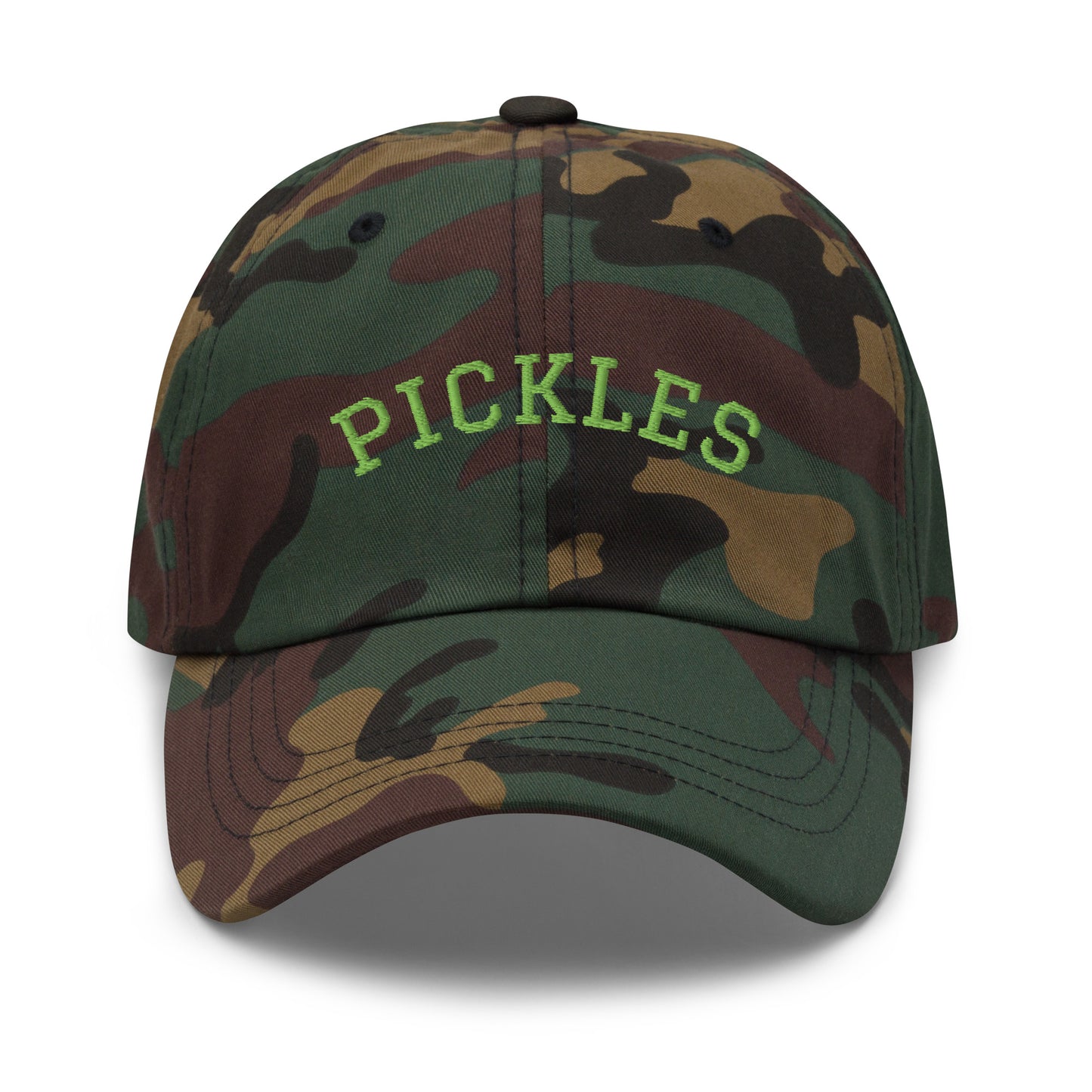 Camo Varsity Style Pickles Dad Hat