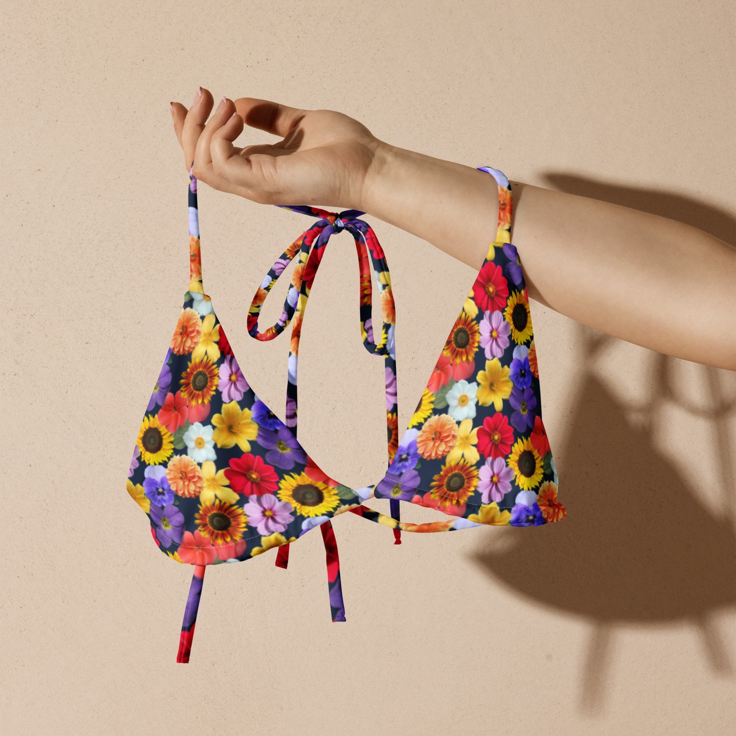 Colorful Flowers Bikini Top