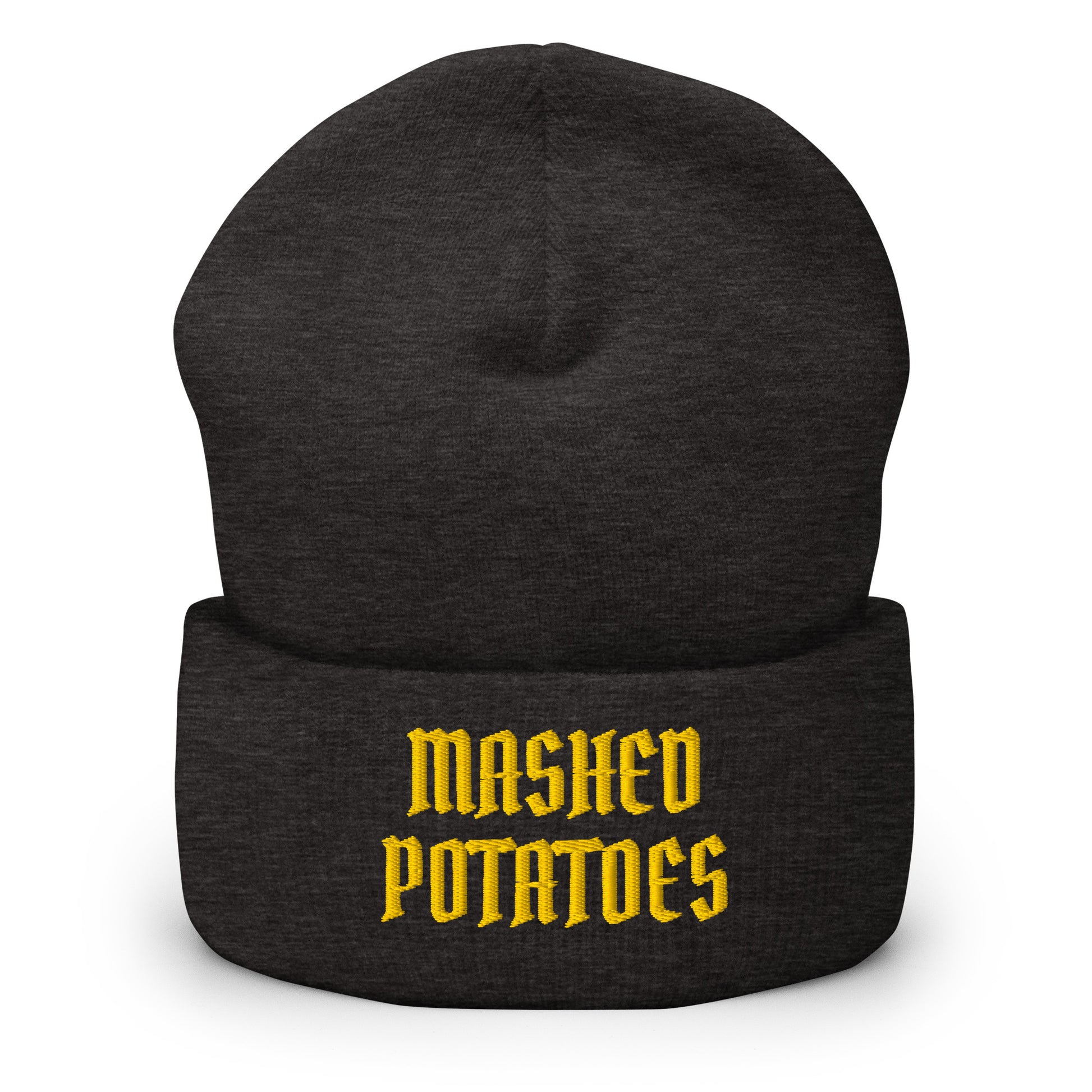 Dark Gray Old Fashion Mashed Potatoes Cuffed Beanie