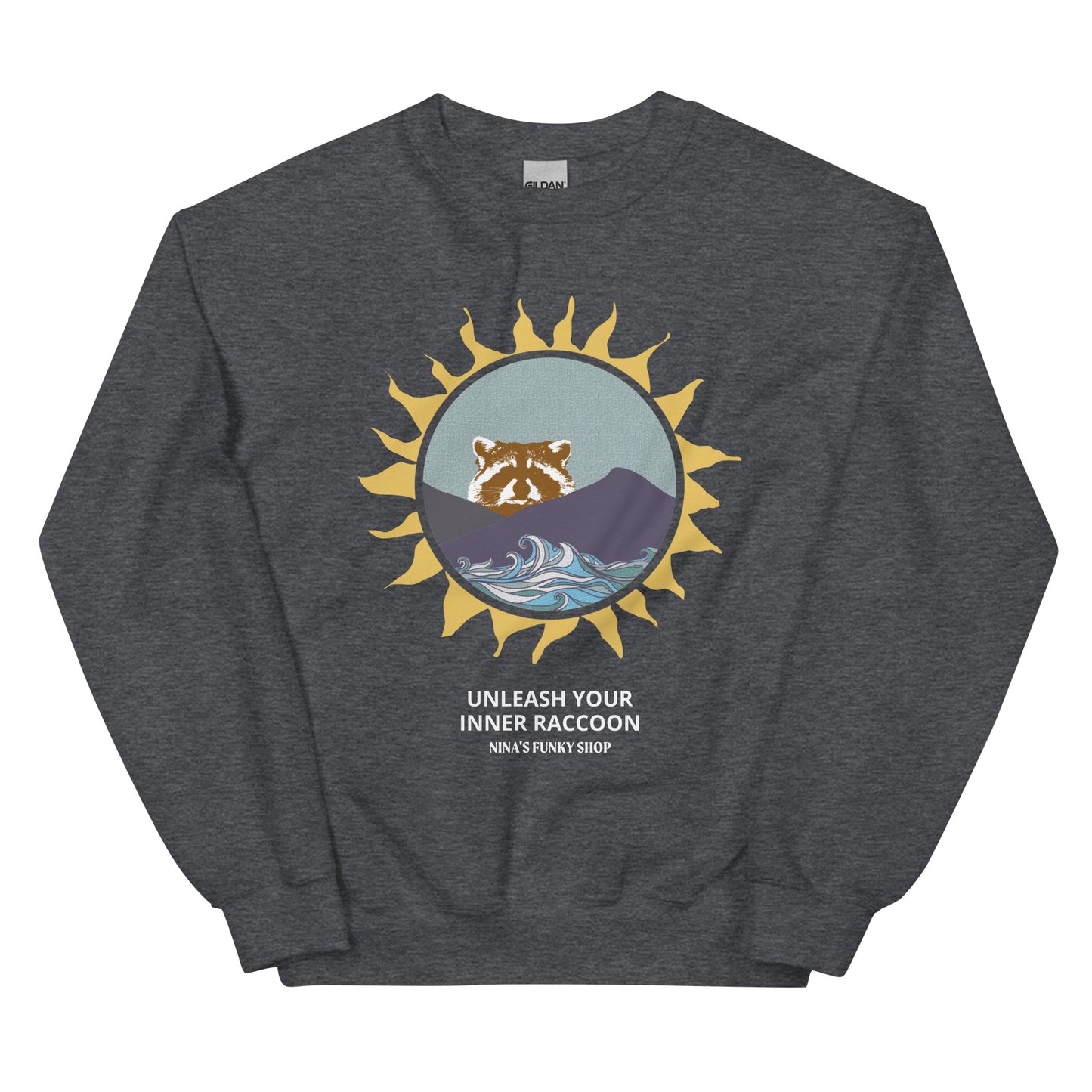 Dark Gray Raccoon Mountain Sweatshirt - Unleash Your Inner Raccoon