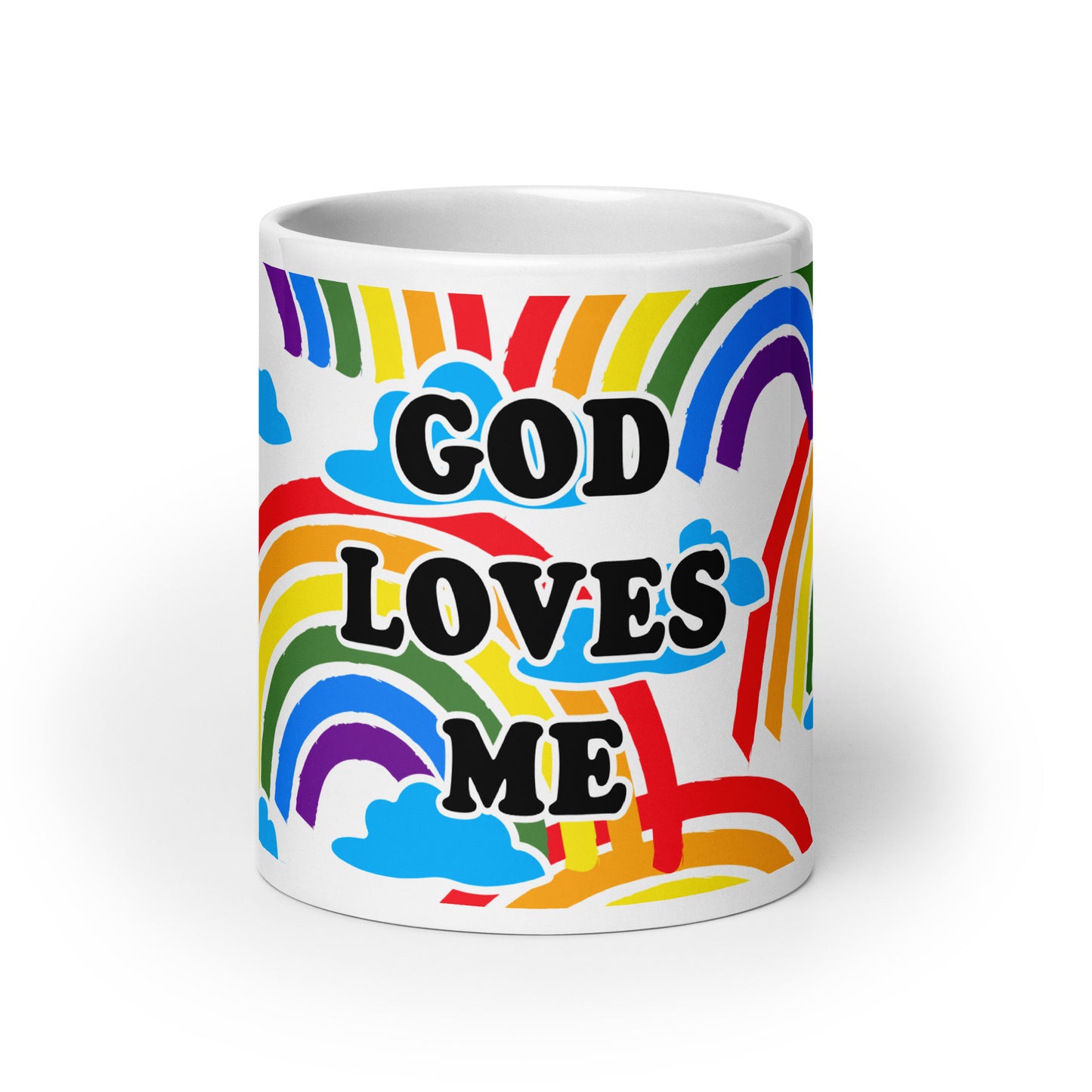 God Loves Me Rainbow Mug