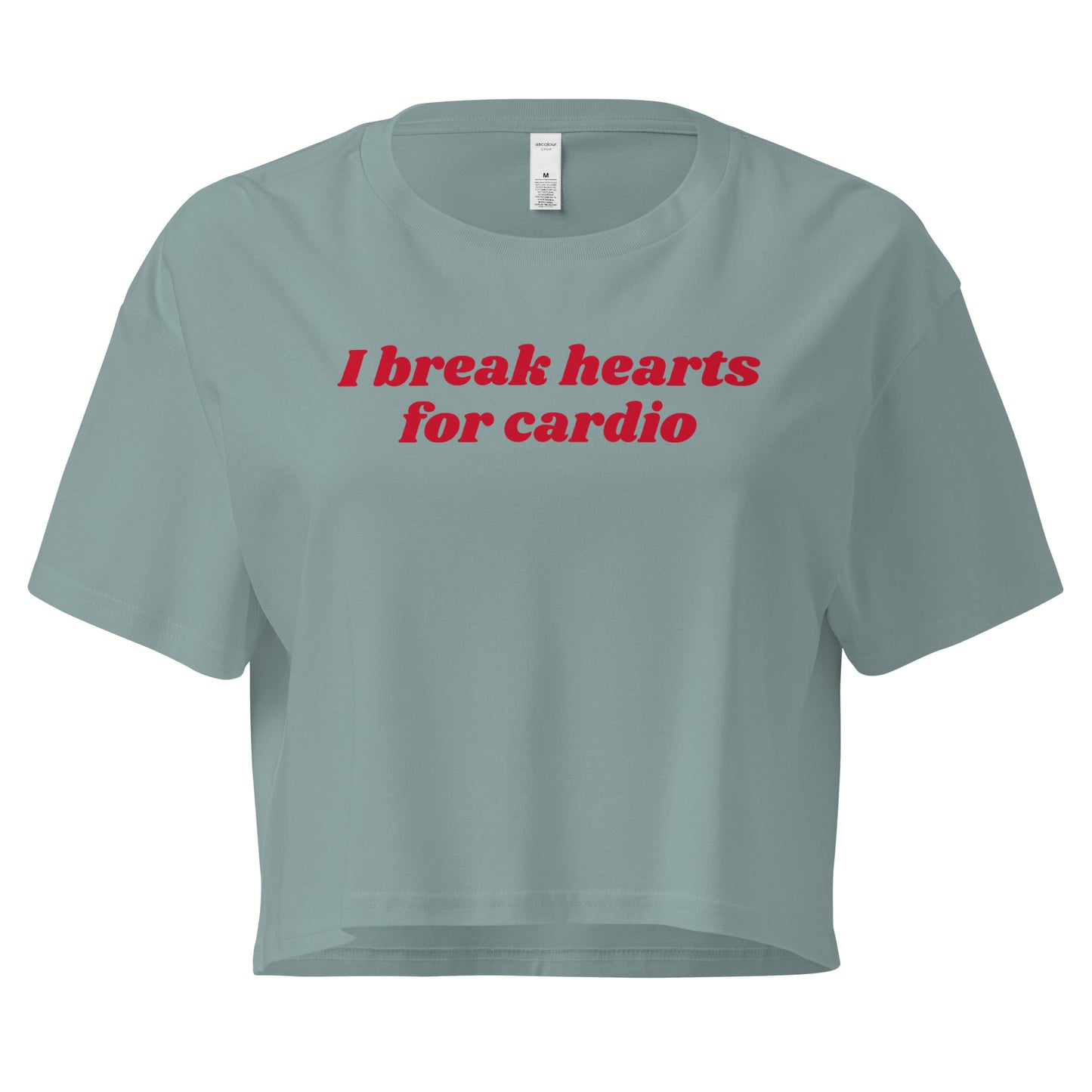 Green I Break Hearts For Cardio Crop Tee