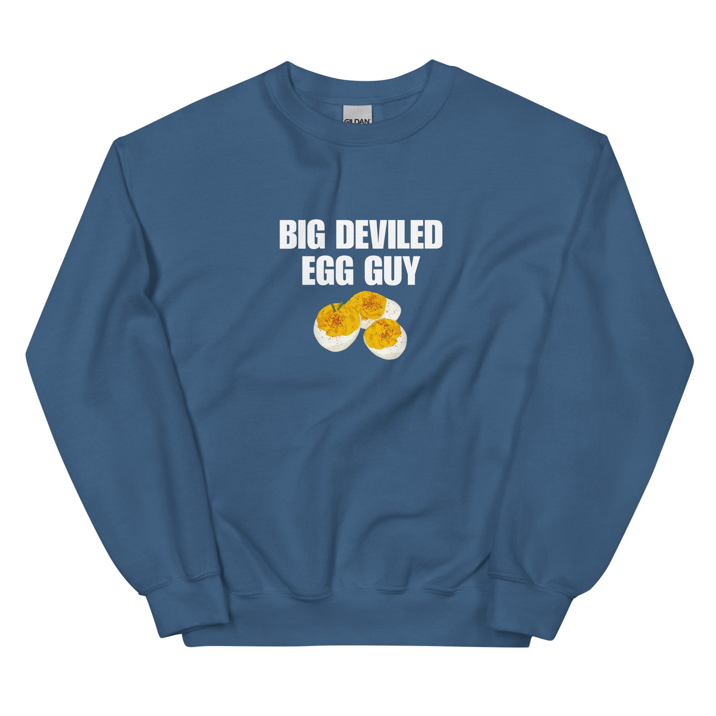 Indigo Blue Big Deviled Egg Guy Sweatshirt