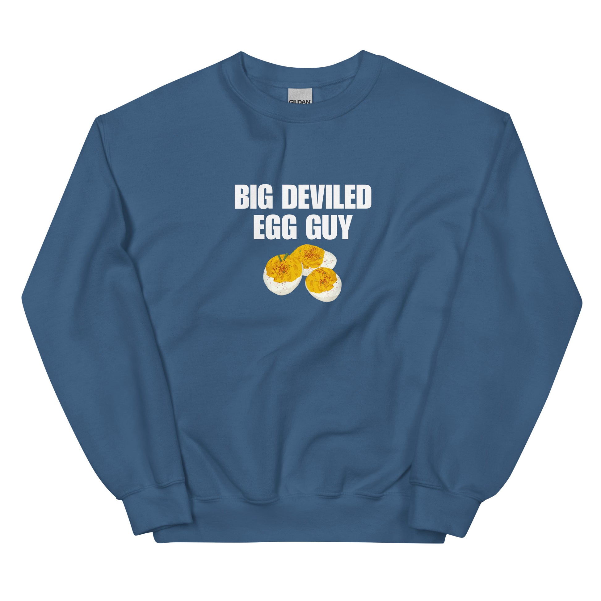 Indigo Blue Big Deviled Egg Guy Sweatshirt