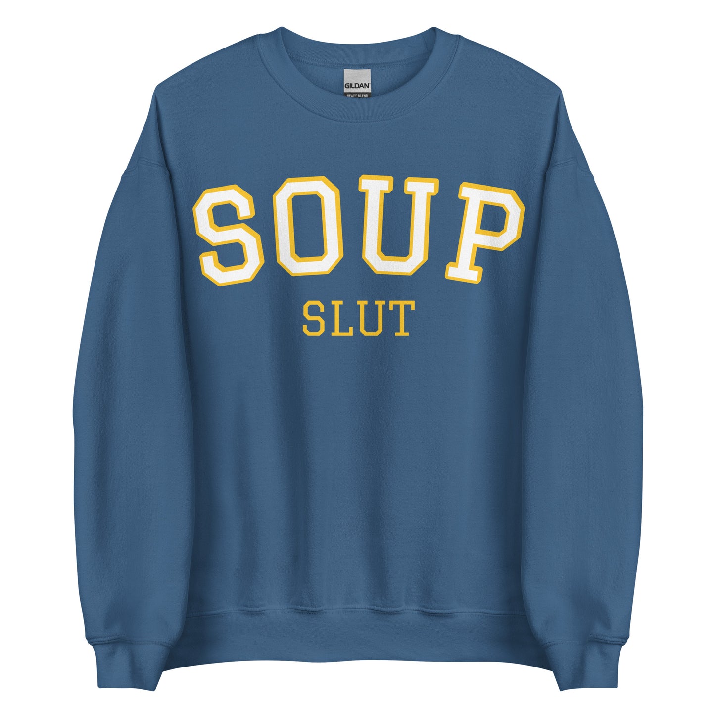 Indigo Blue Varsity Soup Slut Sweatshirt