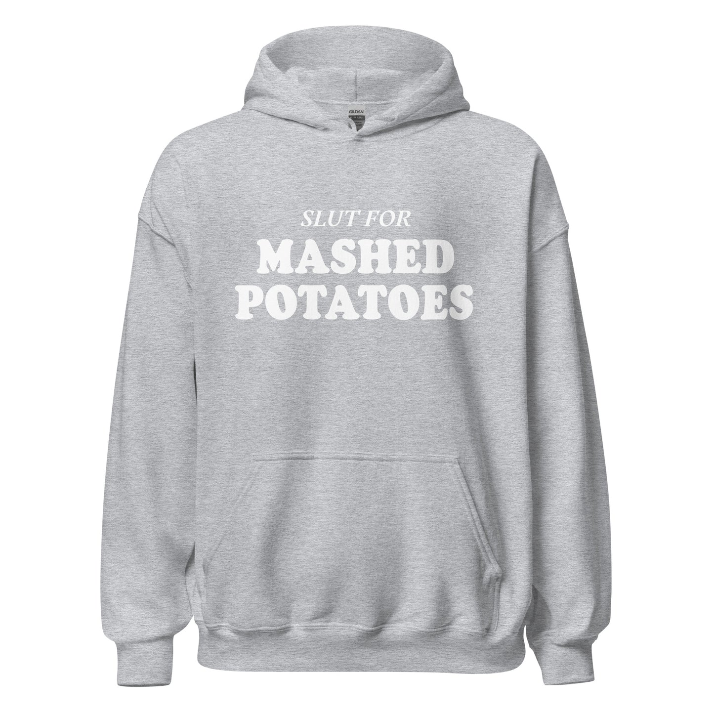 Light Gray Slut For Mashed Potatoes Hoodie - Are you a mashed potato enthusiast? Looking for a gift for a friend? Our Slut For Mashed Potatoes Hoodie is soft, cozy and made just for you! This funny hoodie is perfect for mashed potato lovers and foodies of all kinds.