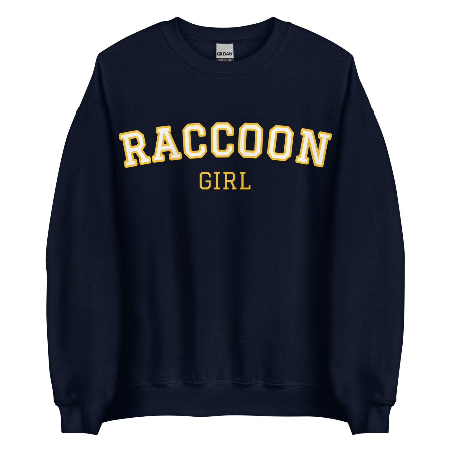 Navy Raccoon Girl Sweatshirt - Varsity Style