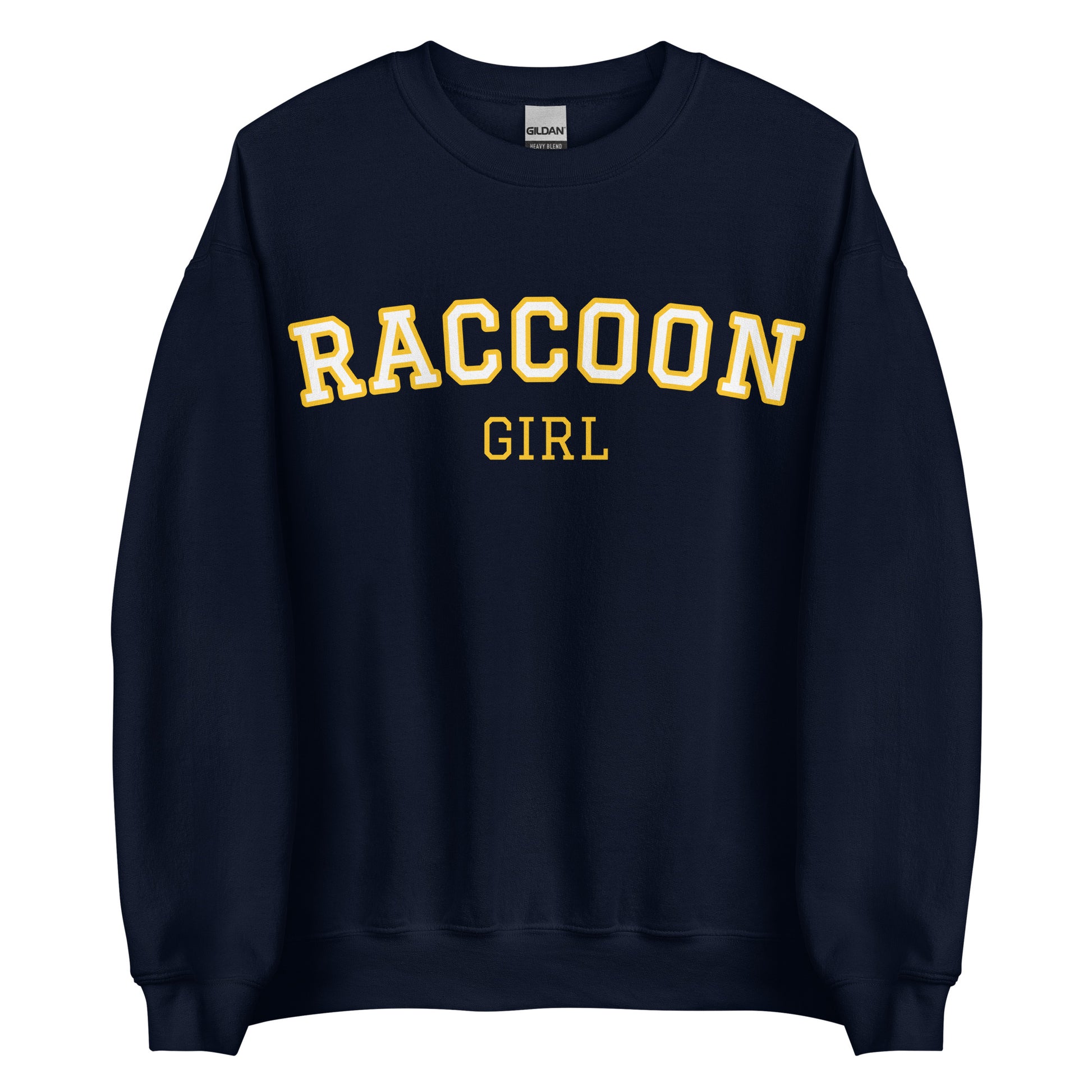 Navy Raccoon Girl Sweatshirt - Varsity Style