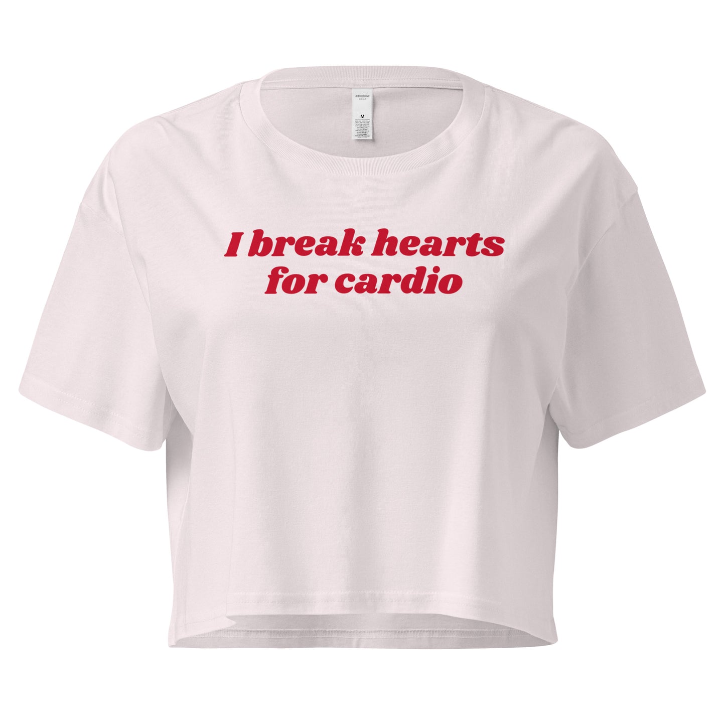 Orchid I Break Hearts For Cardio Crop Tee