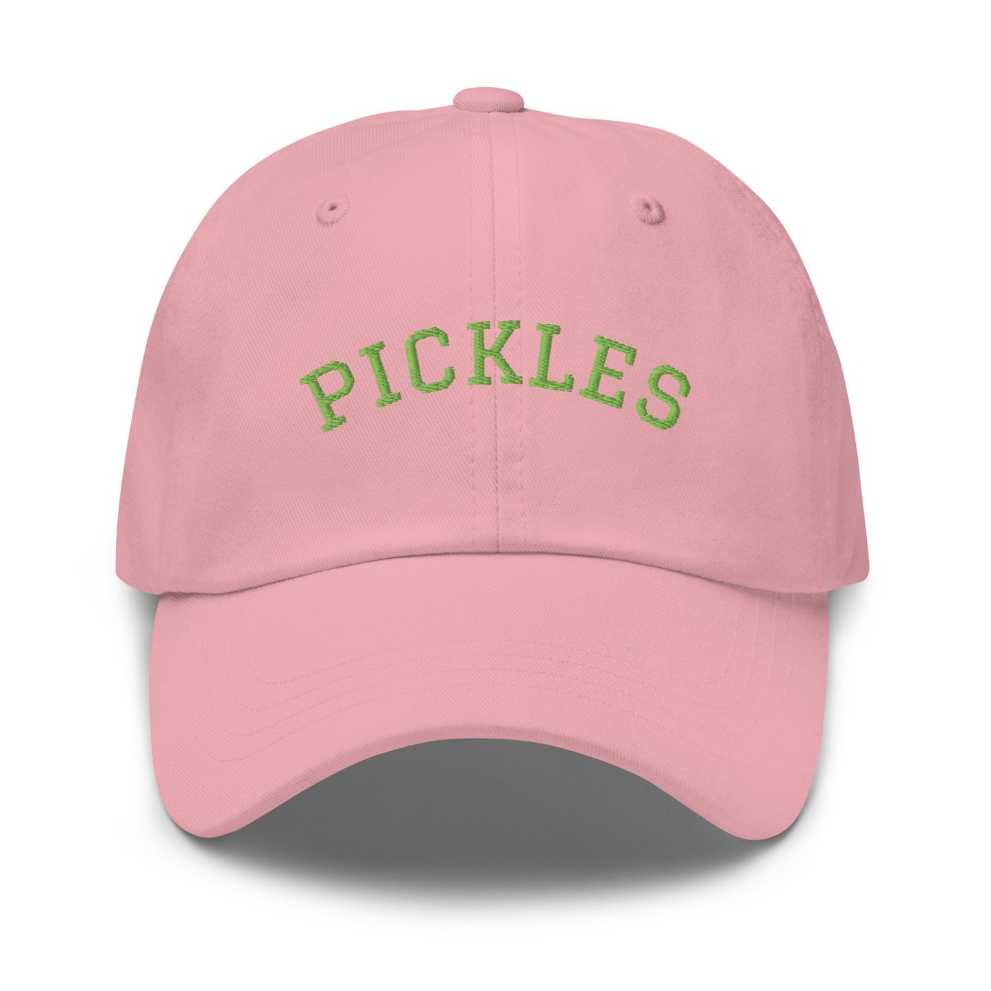 Pink Varsity Style Pickles Dad Hat