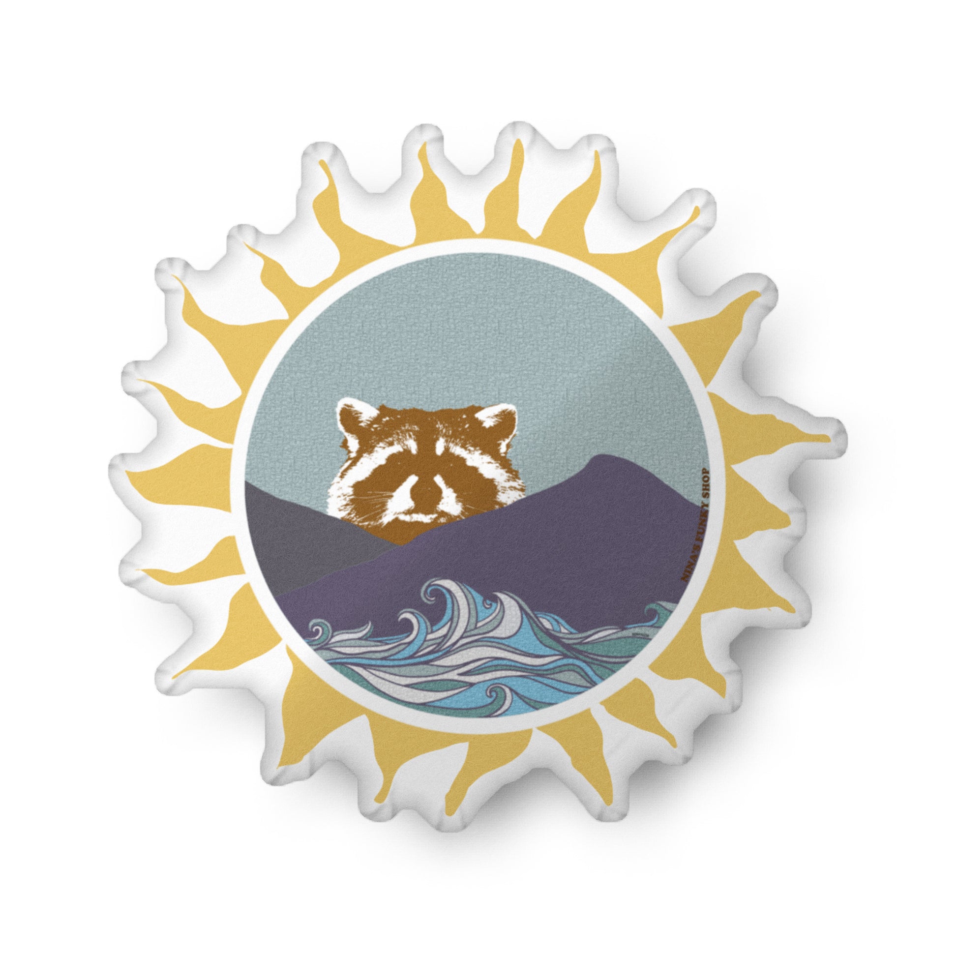 Raccoon Sun Shaped Pillow