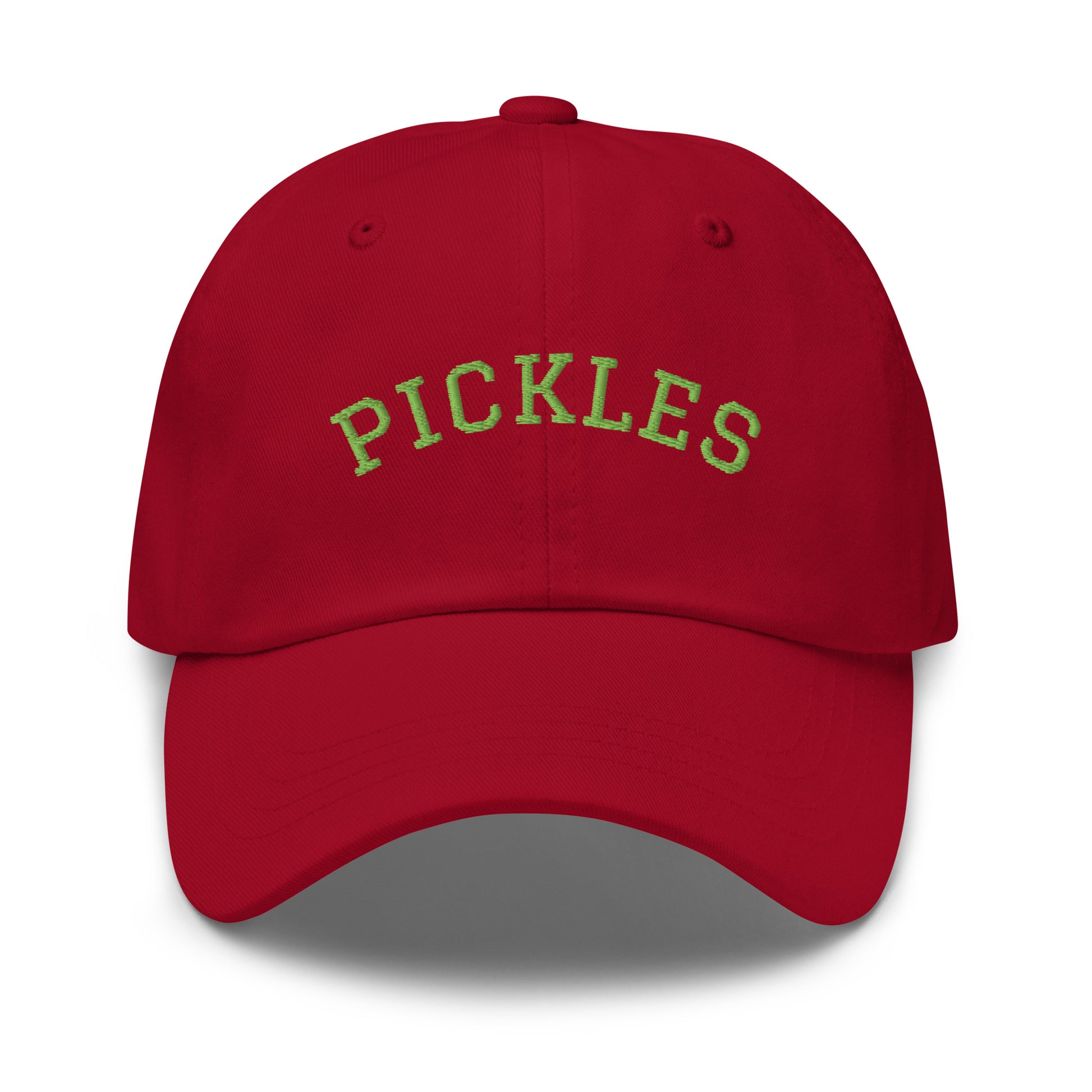 Red Varsity Style Pickles Dad Hat