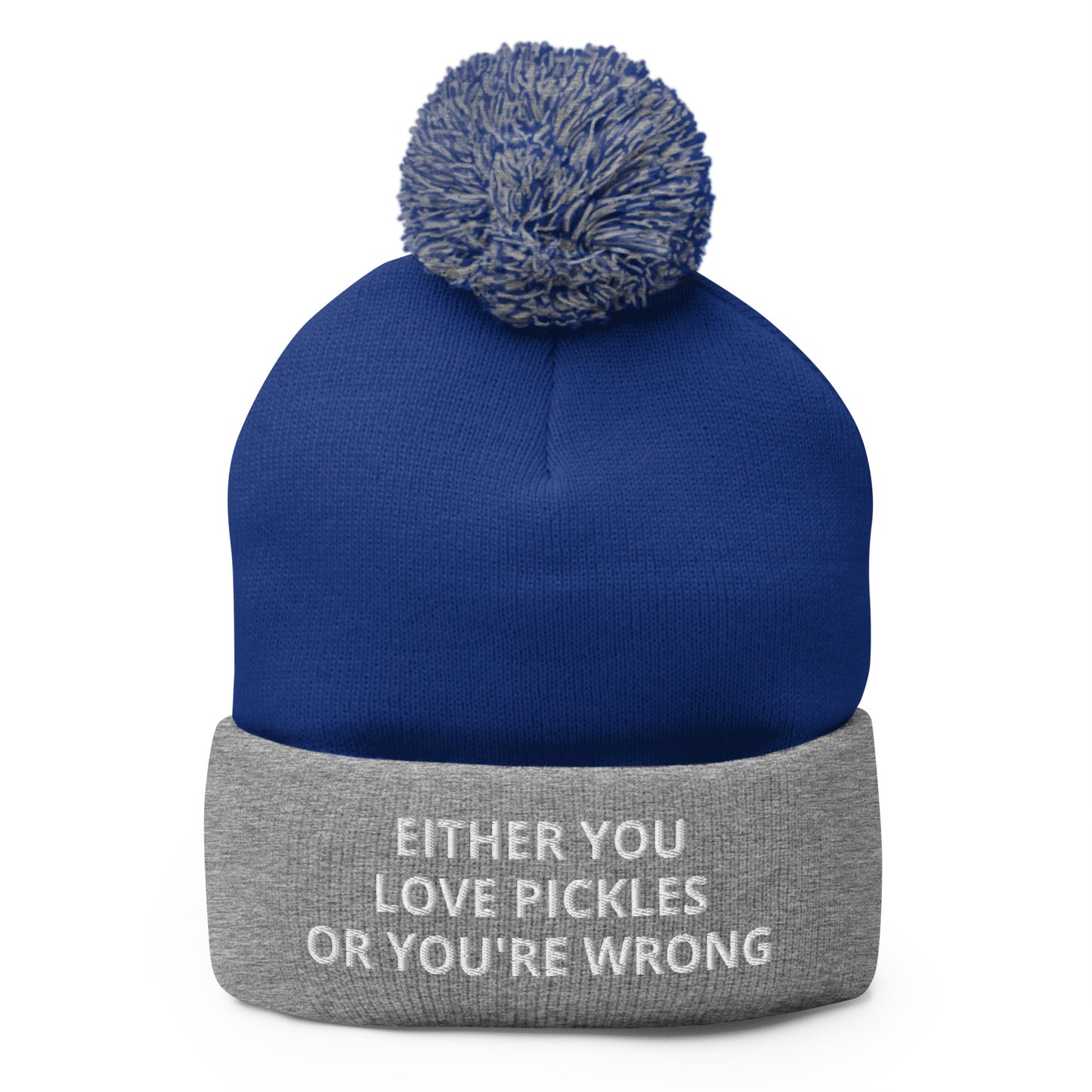 Royal Blue and gray Either You Love Pickles Or You're Wrong Beanie