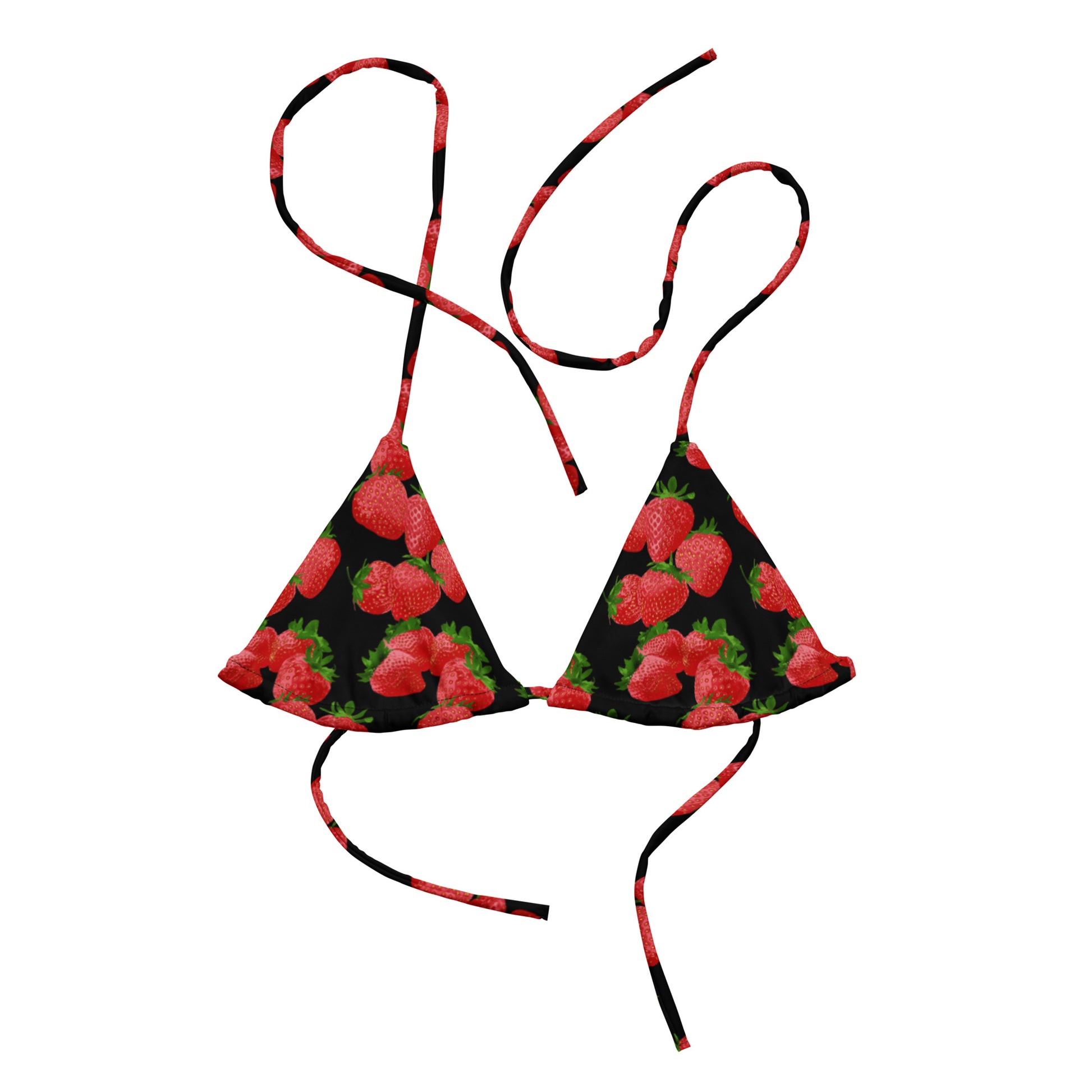 Strawberries Recycled Bikini Top