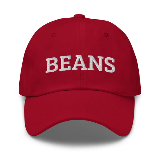 Red Beans Dad Hat from Nina's Funky Shop by ninanush - Love beans? Looking for a funny foodie gift? This dad hat is not just for dads! Our Beans Hat is the best funny foodie hat and just what you need. This classic unisex dad hat has a low profile, adjustable strap, and a curved visor. Eat your favorite beans and add a little personality to your everyday funky style.
