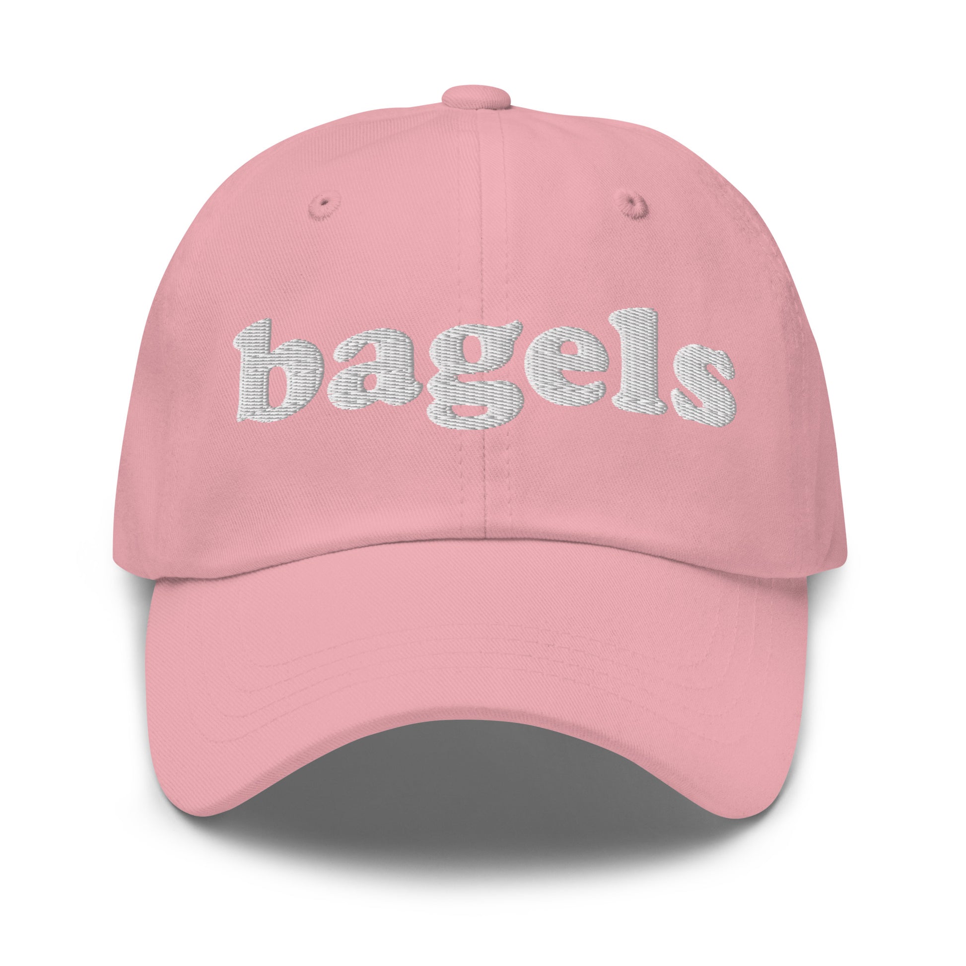 Pink Bagels Hat - Our Bagels Hat is comfortable, adjustable and comes in a variety of colors, expertly embroidered just for you. It's a funny dad hat for bagels lovers and foodies alike. Perfect for everyday streetwear or a gift for a bagel enthusiast. 

