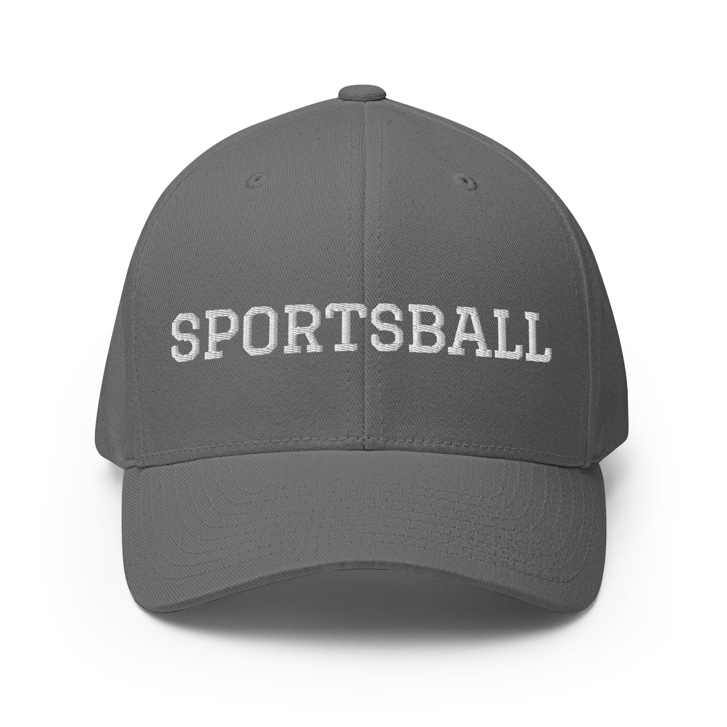 Gray - This Sportsball Hat is funny, sarcastic and perfect for all your game day activities. Available in two sizes with an elastic stretch band, this hat is comfortable, comes in a variety of colors and is made just for you. It has an athletic shape with a curved visor and a sarcastic sports fan design, expertly embroidered on the front. 
