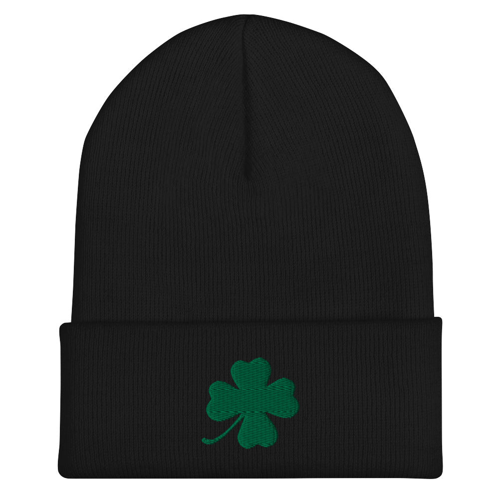 Black four leaf clover hat - Our Four Leaf Clover Beanie is warm, cozy and just what you need. It comes in a variety of colors with a green four leaf clover, expertly embroidered on the front. Designed by Nina and made just for you! Looking for something personalized? A different embroidery color? Shoot us an email!