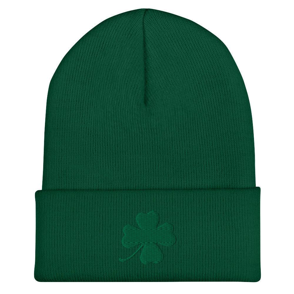 Spruce Green four leaf clover hat - Our Four Leaf Clover Beanie is warm, cozy and just what you need. It comes in a variety of colors with a green four leaf clover, expertly embroidered on the front. Designed by Nina and made just for you! Looking for something personalized? A different embroidery color? Shoot us an email!