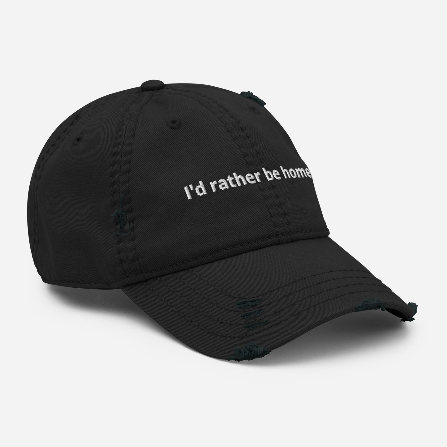 Black Introvert Hat - Looking for a funny gift for an introvert? A unique hat for everyday streetwear? This I'd Rather Be Home Dad Hat is just what you need. It's a comfortable cotton hat with an adjustable closure and a funny introvert design, expertly embroidered on the front. Designed by Nina and made just for you!