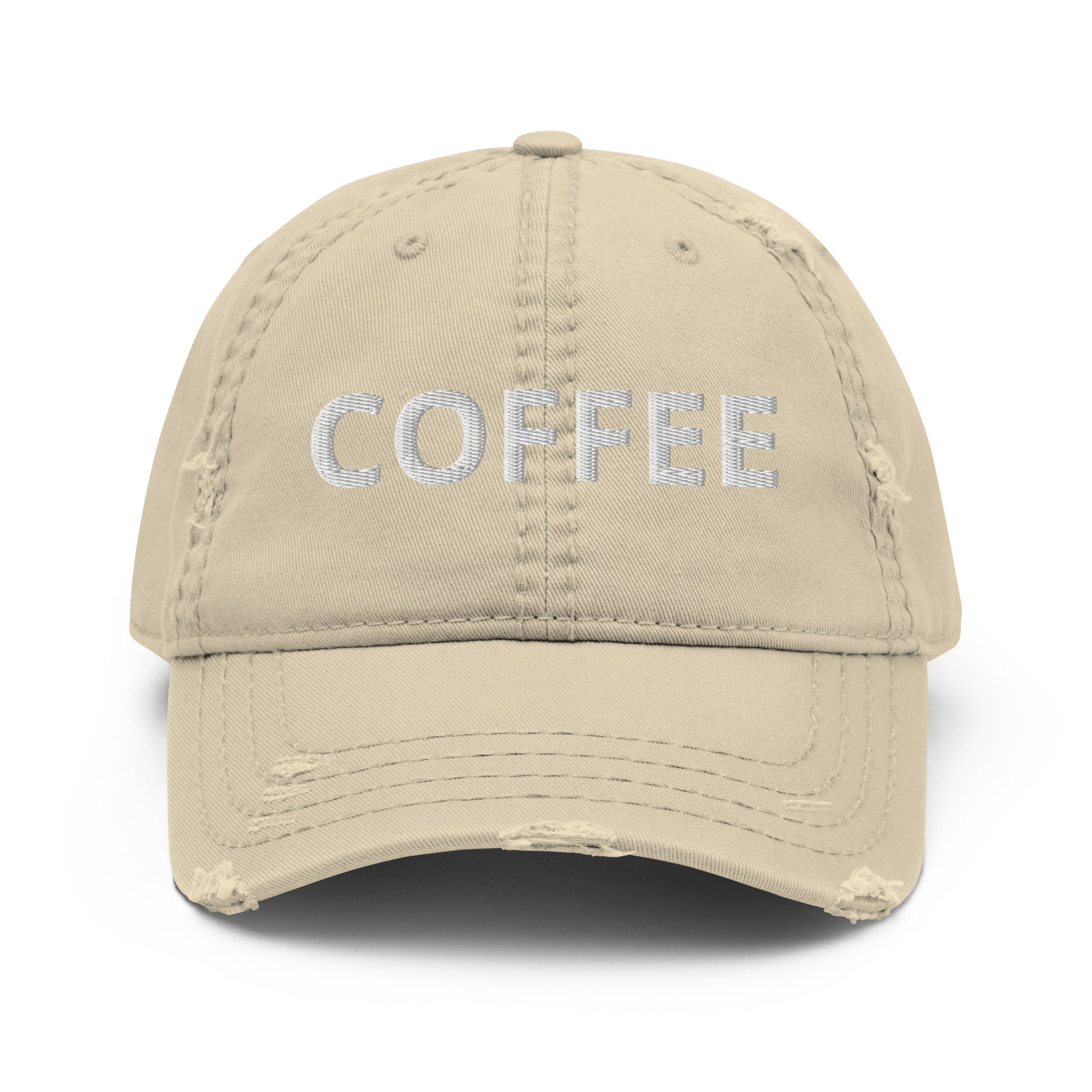 Khaki Coffee dad hat - Are you a coffee enthusiast? Looking for a gift for a coffee addict? Our coffee hat is just what you need. It's a classic dad hat that's comfortable, adjustable and expertly embroidered just for you.
