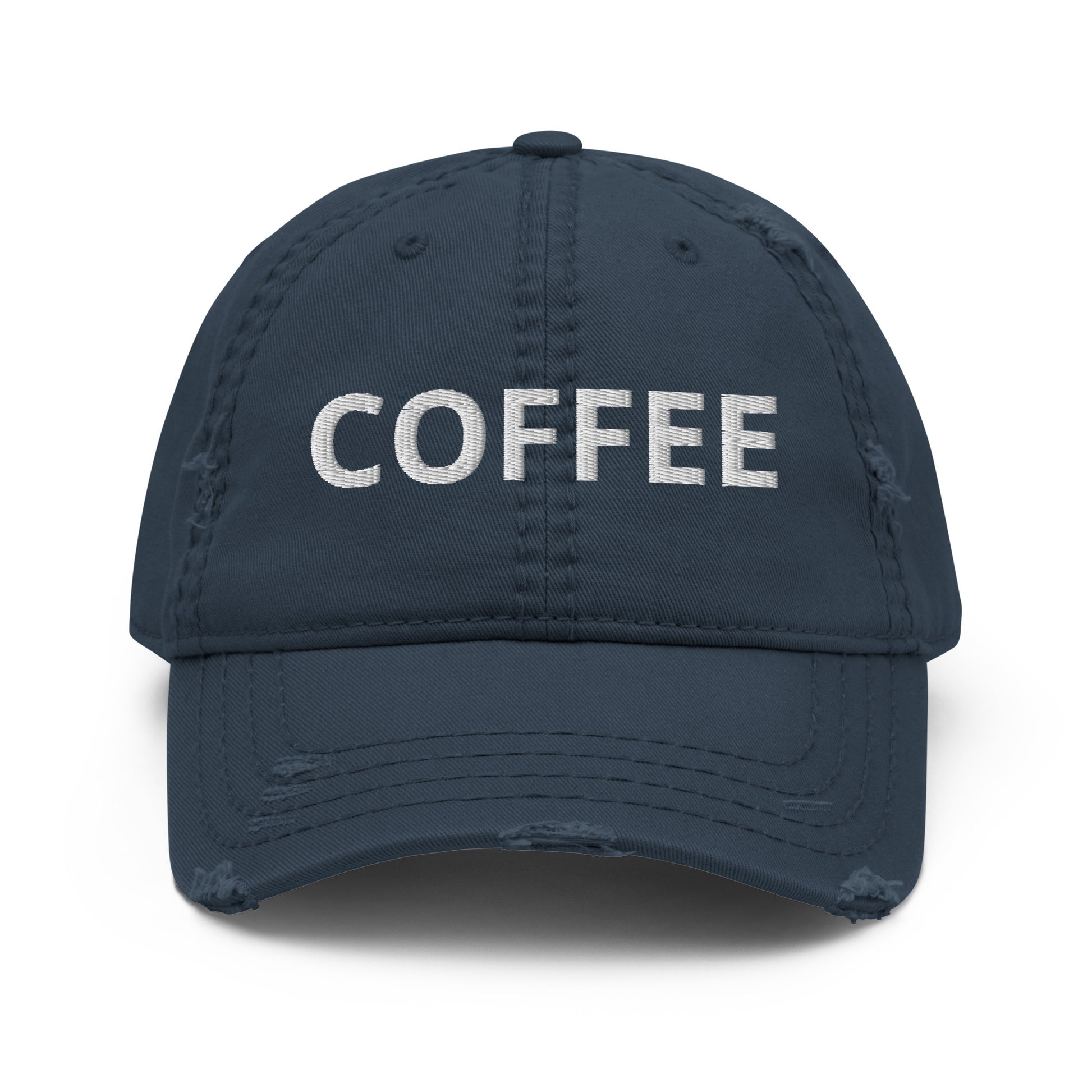 Navy Coffee dad hat - Are you a coffee enthusiast? Looking for a gift for a coffee addict? Our coffee hat is just what you need. It's a classic dad hat that's comfortable, adjustable and expertly embroidered just for you.