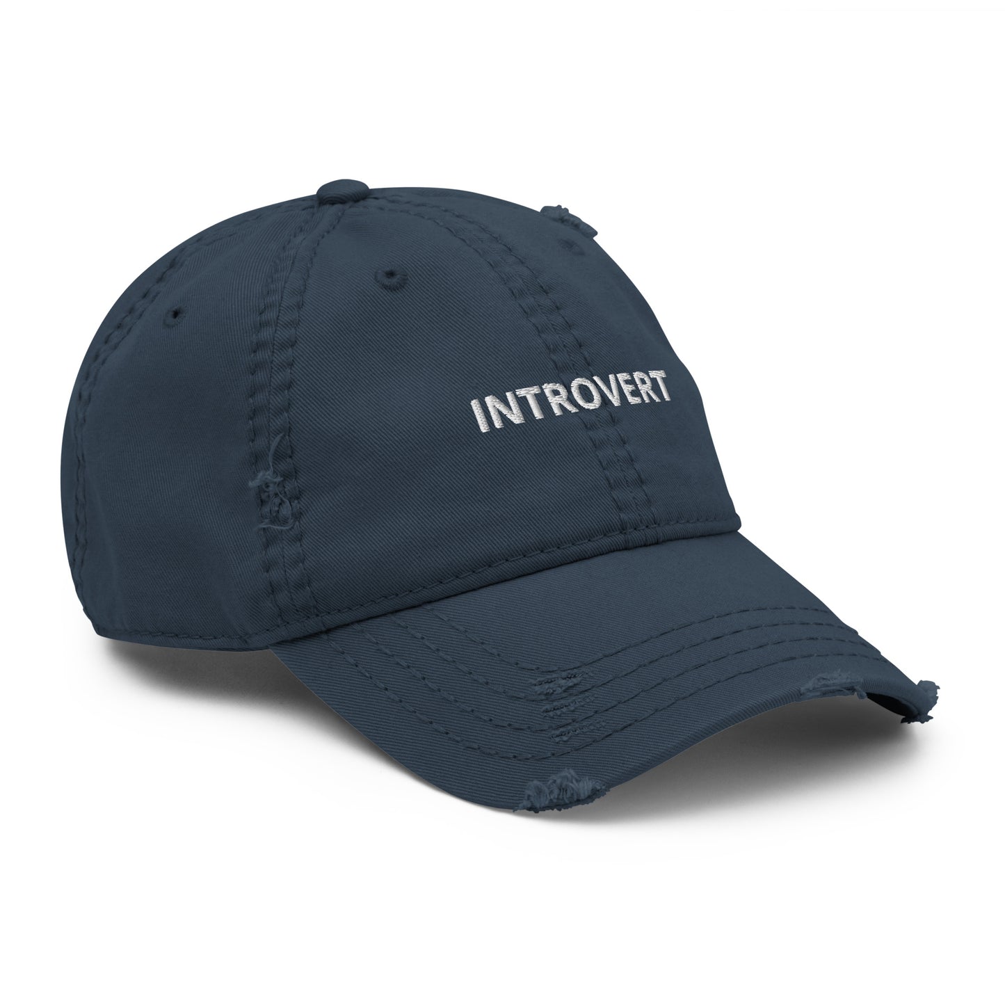 Navy Sarcastic Introvert Hat - Are you an introvert? Looking for a gift for an introverted friend? This Introvert Hat is comfortable and comes in a variety of colors with "Introvert", expertly embroidered on the front. The perfect funny dad hat for everyday introverts. Designed by Nina and made just for you! Looking for something personalized? Shoot us an email!