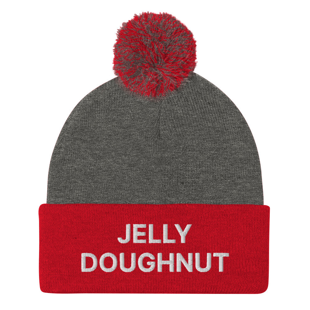 Red and Gray Jelly Doughnut Beanie from Nina's Funky Shop by ninanush - Do you love Jelly Doughnuts? Looking for a fun gift for a foodie? This warm and cozy, embroidered beanie is just what you need. Celebrate your favorite foods in style with this Jelly Doughnut Beanie. Perfect for jelly doughnut lovers and foodies of all kinds. Celebrate your favorite foods with our funny foodie apparel.