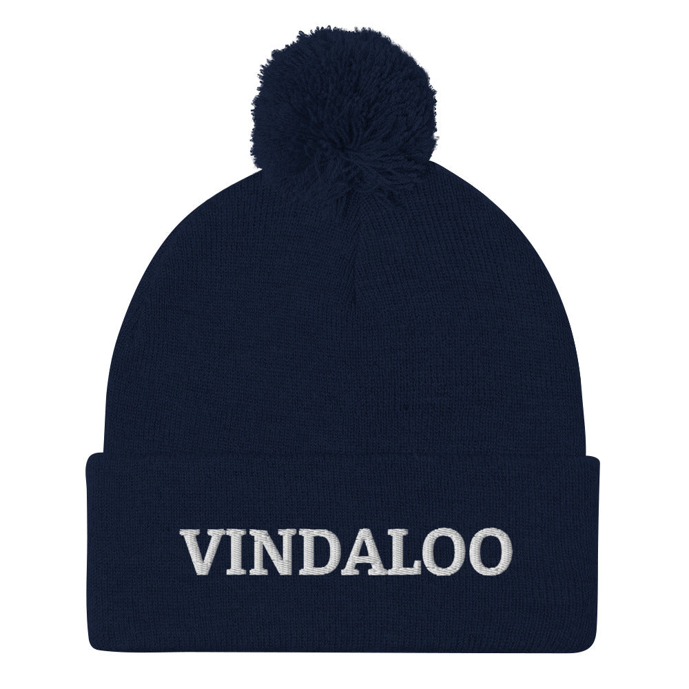 Navy Vindaloo Beanie from Nina's Funky Shop by ninanush - Do you love vindaloo? Looking for a unique foodie hat? This warm and cozy, embroidered pom pom beanie is just what you need. Celebrate your favorite foods in style with this Indian food beanie. The perfect warm foodie hat for vindaloo lovers and foodies of all kinds. Celebrate your favorite foods with nianush.