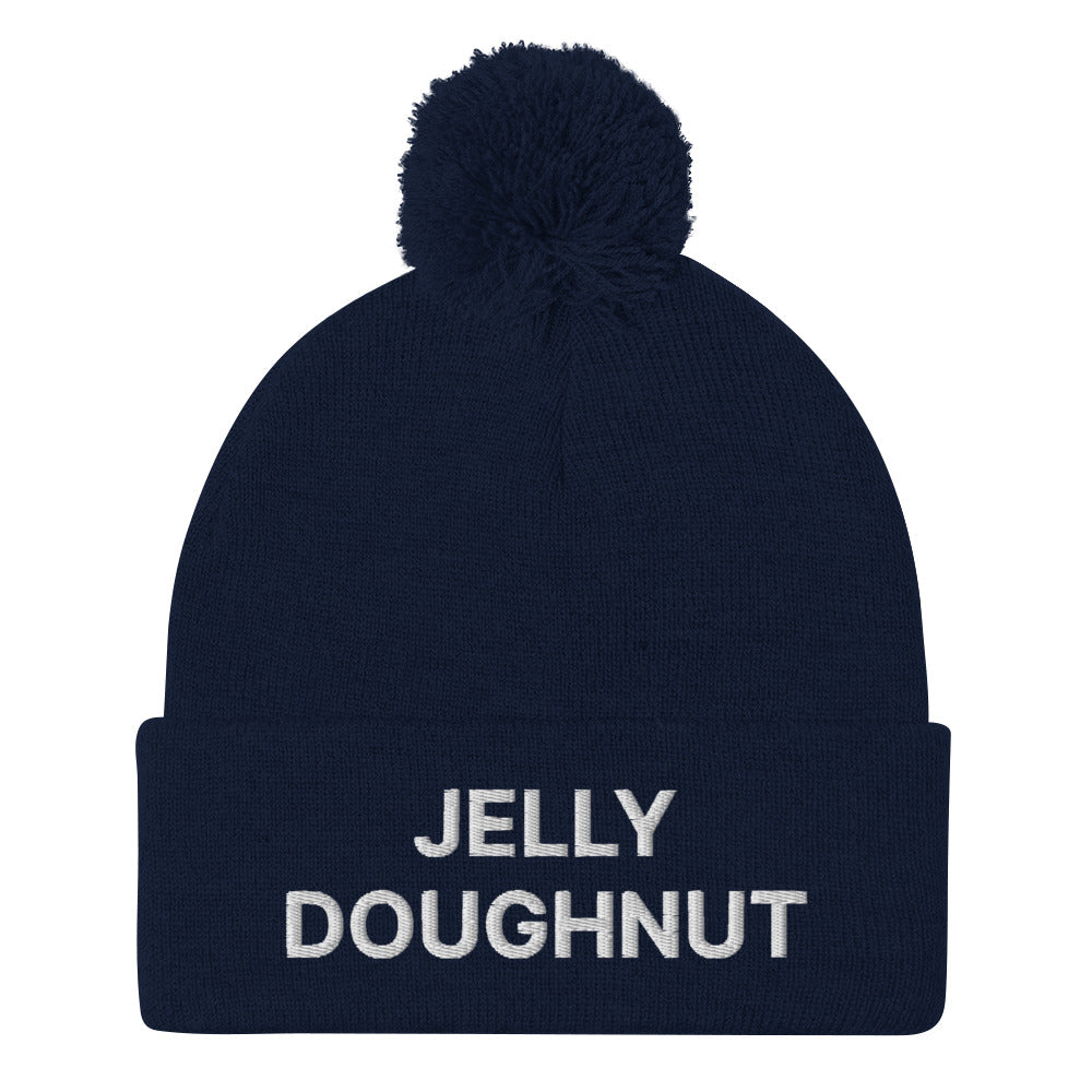Navy Jelly Doughnut Beanie from Nina's Funky Shop by ninanush - Do you love Jelly Doughnuts? Looking for a fun gift for a foodie? This warm and cozy, embroidered beanie is just what you need. Celebrate your favorite foods in style with this Jelly Doughnut Beanie. Perfect for jelly doughnut lovers and foodies of all kinds. Celebrate your favorite foods with our funny foodie apparel.