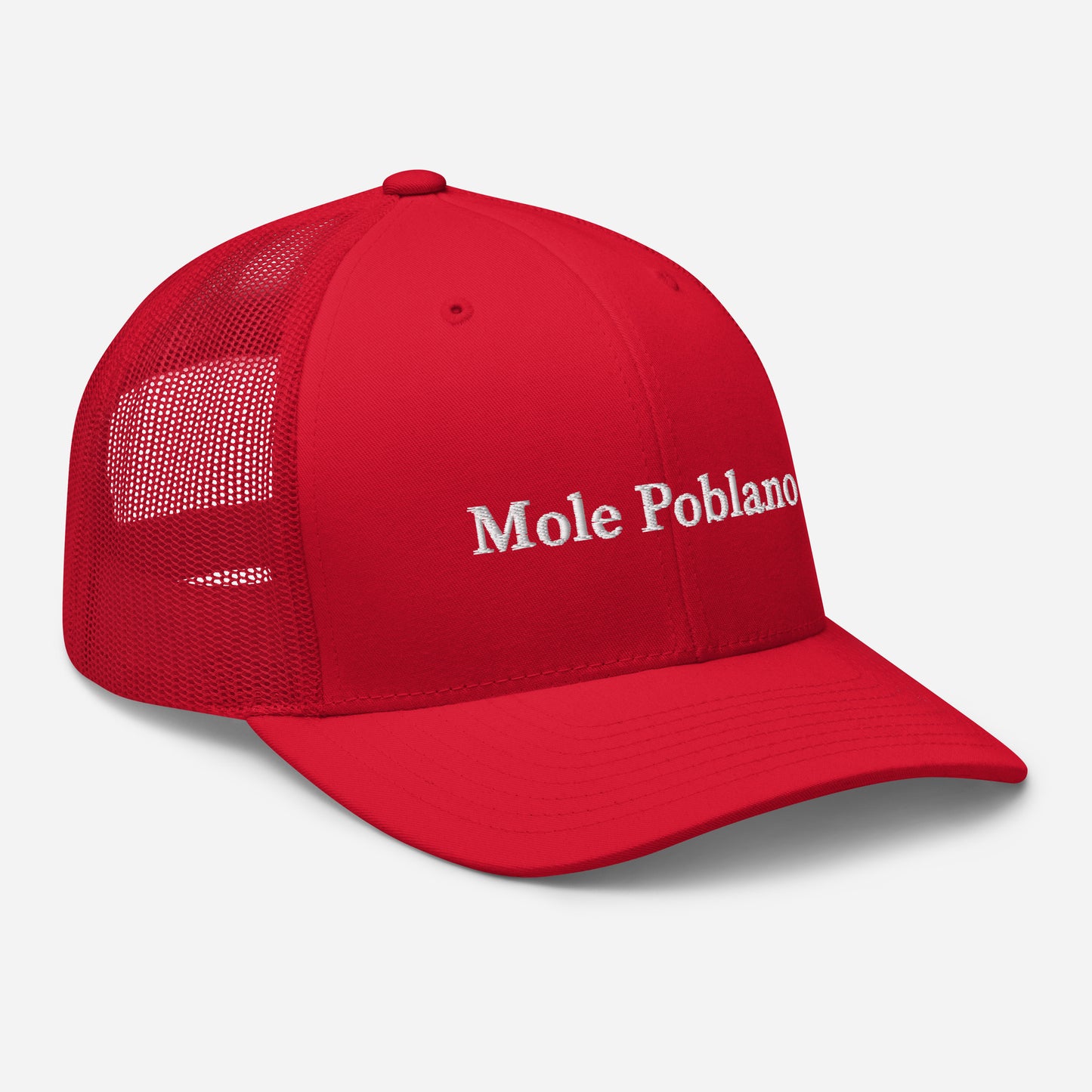 Red Mole Poblano Trucker Hat from Nina's Funky Shop by ninanush - Love mole poblano? Looking for a fun foodie gift? This mole poblano hat is comfortable, comes in a variety of colors with a convenient adjustable closure. This embroidered trucker hat celebrates the ancient traditional dish of Mexico, mole poblano. Stand out and eat your favorite foods in our unique foodie apparel.