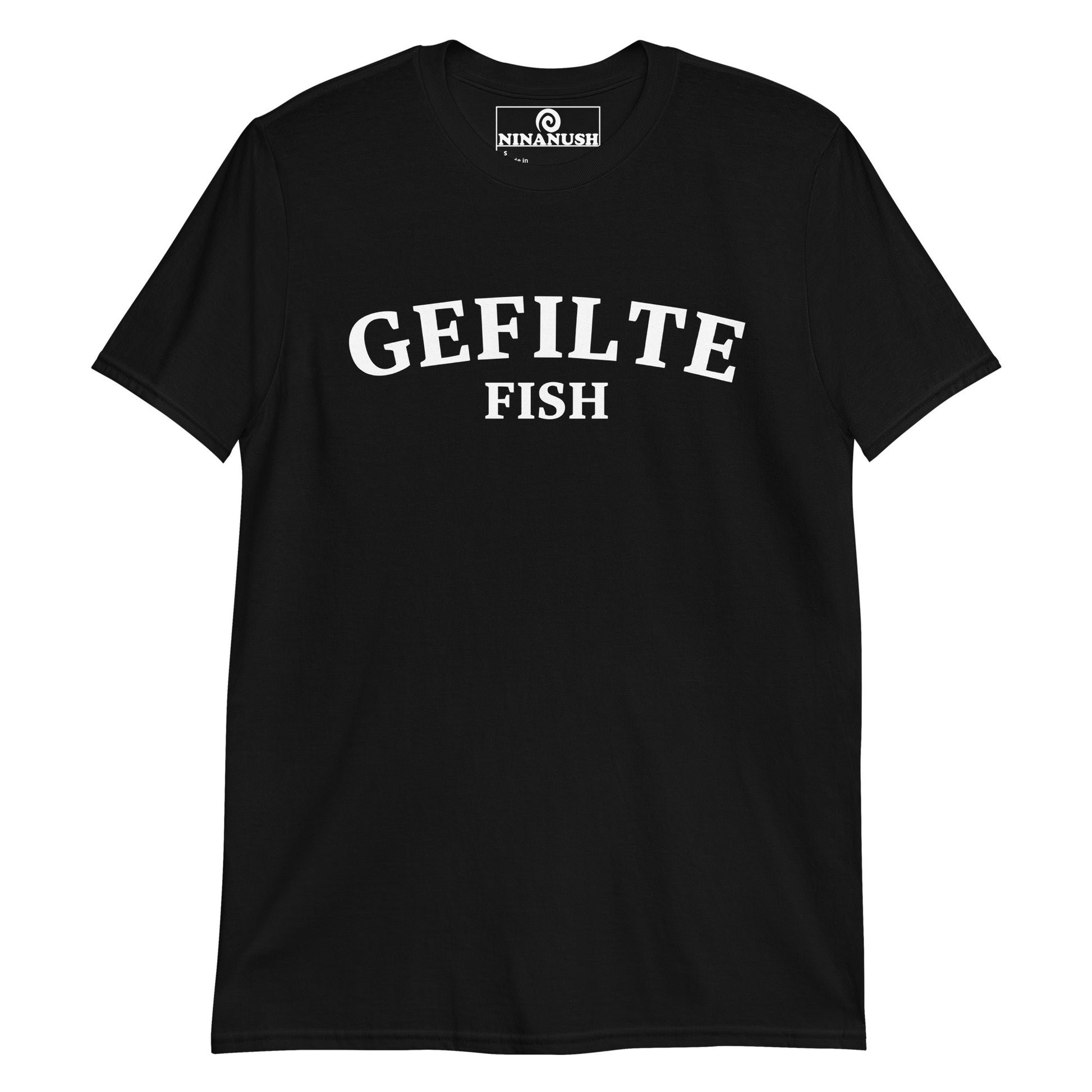 Black gefilte fish shirt - If you love classic Ashkenazi food like gefilte fish, make a statement in this gefilte fish t-shirt. It's a funny Jewish food shirt that is soft, comfortable and sure to turn heads. Show your love for traditional Eastern European Jewish food in this weird foodie t-shirt. A quirky everyday tee or funny gift for an Ashkenazi.