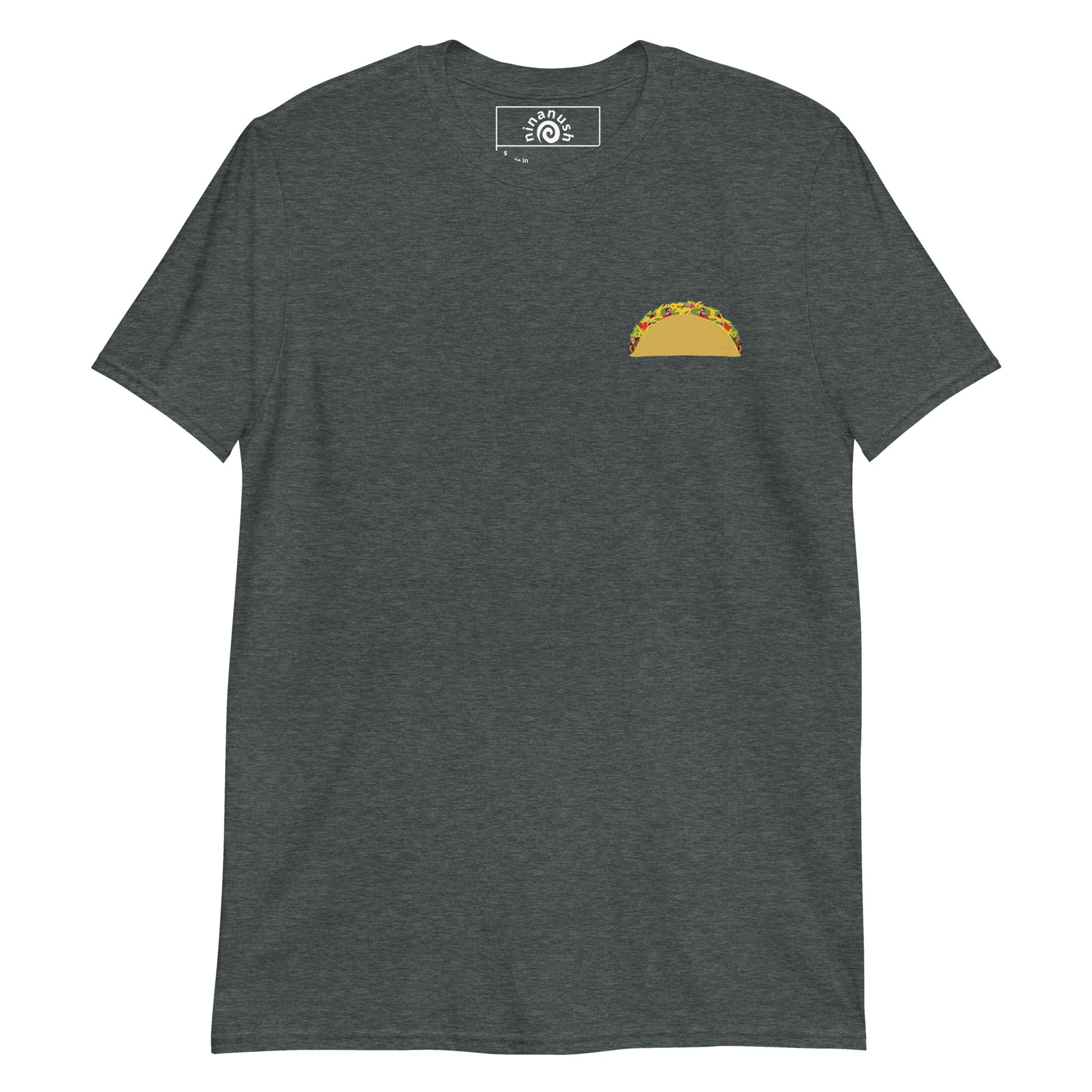Dark Gray  I Wish I Was Full Of Tacos Instead Of Emotions T-shirt from Nina's Funky Shop by ninanush - Do you love Tacos? Feeling a little emotional? Looking for a funny gift? Our More Tacos Less Emotions T-shirt is just what you need. It's a unisex t-shirt with "I Wish I Was Full Of Tacos Instead Of Emotions" and a small hand drawn taco design. A funny t-shirt for taco enthusiasts and a quirky t-shirt for foodies of all kinds.