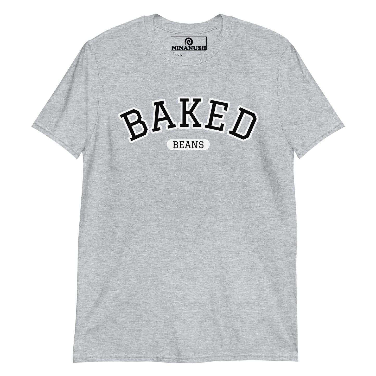 Gray Baked Beans T-shirt from Nina's Funky Shop by ninanush - Do you love baked beans? Looking for a fun gift for a foodie? Our Baked Beans T-shirt might be just what you need! This baked beans shirt is soft, comfortable and designed by Nina, just for you. Wear this funny foodie shirt and show off your love of baked beans. It's a statement tee that's sure to turn head. 