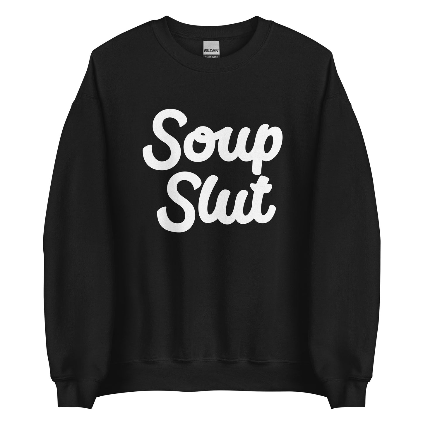 Black Soup Slut Sweatshirt from Nina's Funky Shop by ninanush - Do you love soup? Looking for a funny gift? Our Soup Slut Crewneck Sweatshirt is soft, comfortable and just what you need. It's a unisex foodie sweatshirt with "soup slut" on the front. A funny foodie sweatshirt for cozy nights in or stand out soup lover streetwear. This soup enthusiast sweatshirt is made just for you. 