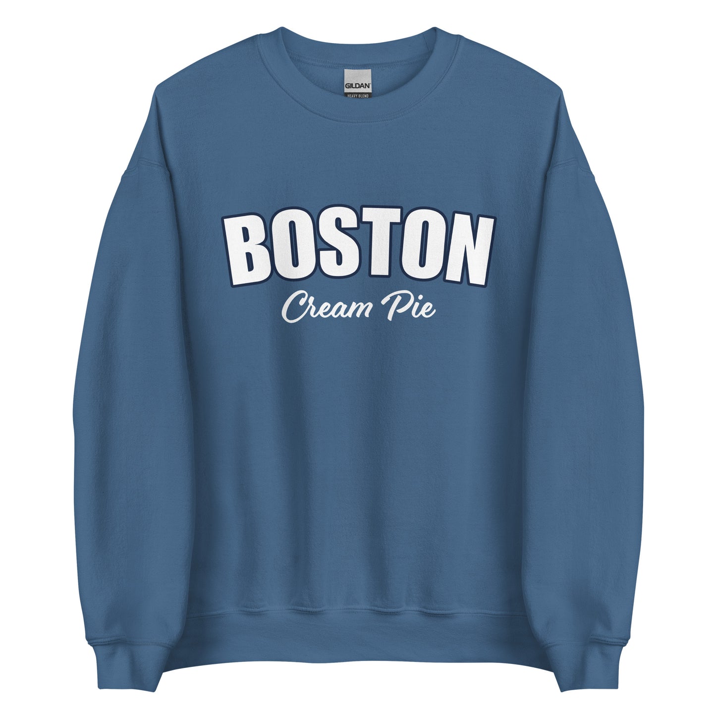 Indigo Blue Boston Cream Pie Sweatshirt from Nina's Funky Shop by ninanush - Are you a Boston cream pie enthusiast? Looking for a gift for your favorite New Englander? Introducing our Boston Cream Pie Sweatshirt! It's soft, comfortable and a funny foodie sweatshirt for pie lovers like you. This unisex, varsity sweatshirt comes in a variety of colors with the words "Boston Cream Pie", expertly printed on the front.