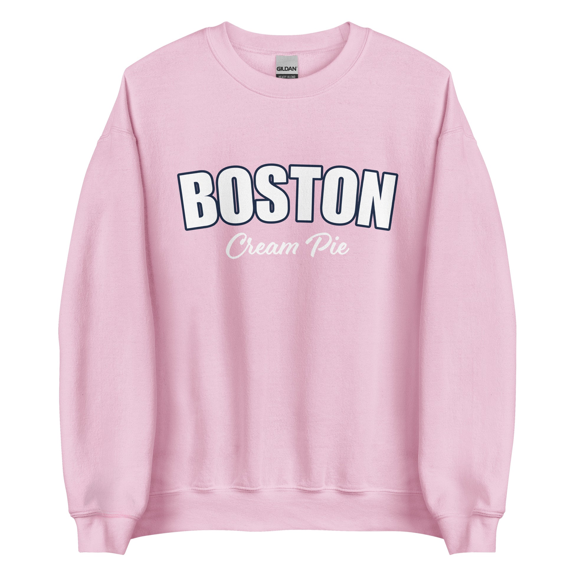 Light Pink Boston Cream Pie Sweatshirt from Nina's Funky Shop by ninanush - Are you a Boston cream pie enthusiast? Looking for a gift for your favorite New Englander? Introducing our Boston Cream Pie Sweatshirt! It's soft, comfortable and a funny foodie sweatshirt for pie lovers like you. This unisex, varsity sweatshirt comes in a variety of colors with the words "Boston Cream Pie", expertly printed on the front.